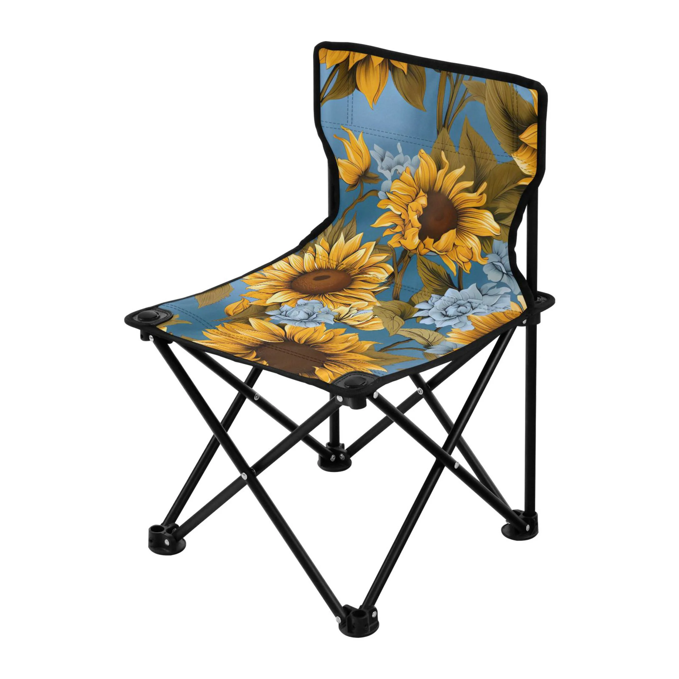 Sunflowers Portable Camping Chair Outdoor Folding Beach Chair Fishing Chair Lawn Chair with Carry Bag Support to 220LBS