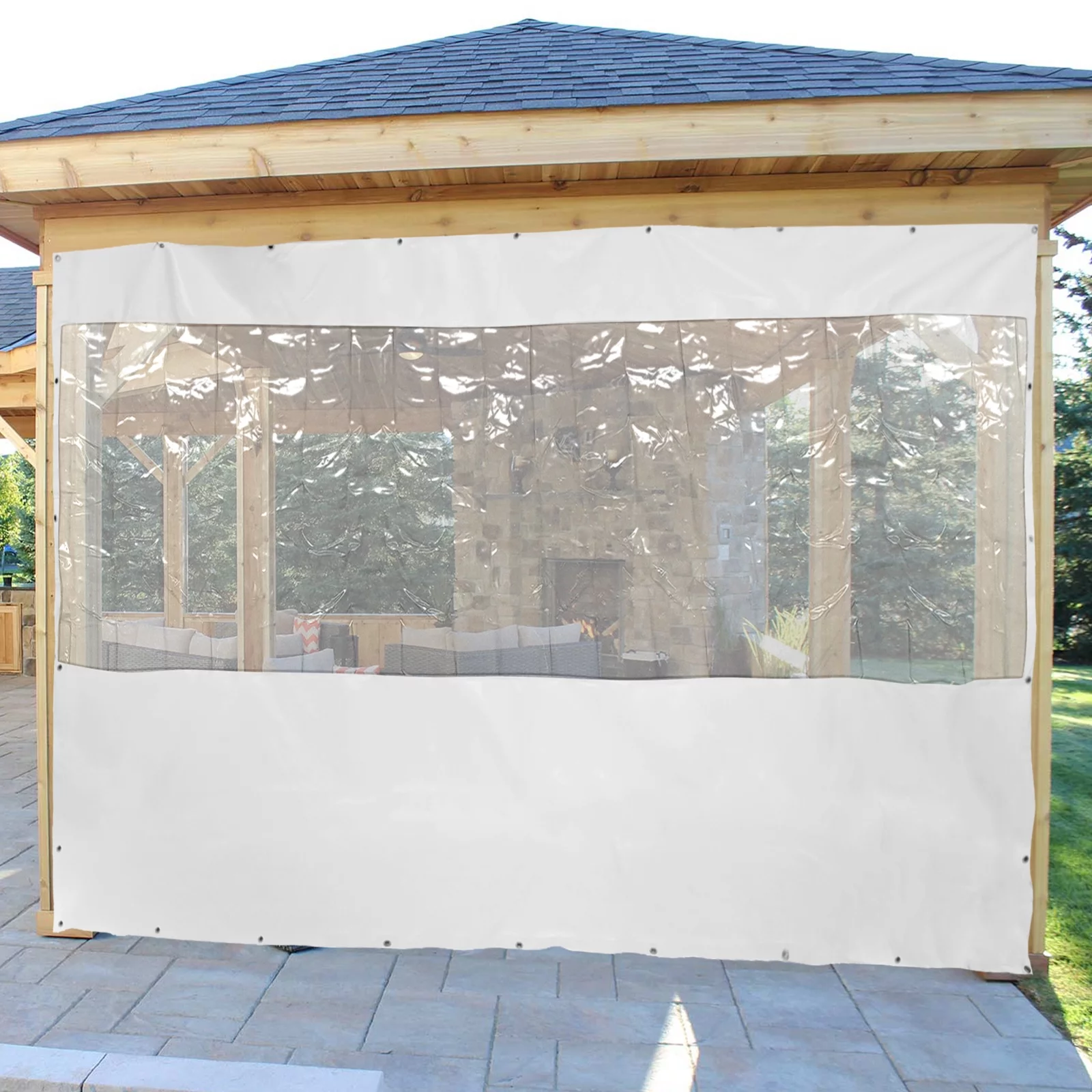 Miumaeov Commercial Clear PVC Tarp, Clear Tarps Heavy Duty Waterproof with Grommets Clear PVC Tarpaulin Cloth,Transparent Awning Canopy Patio Enclosure