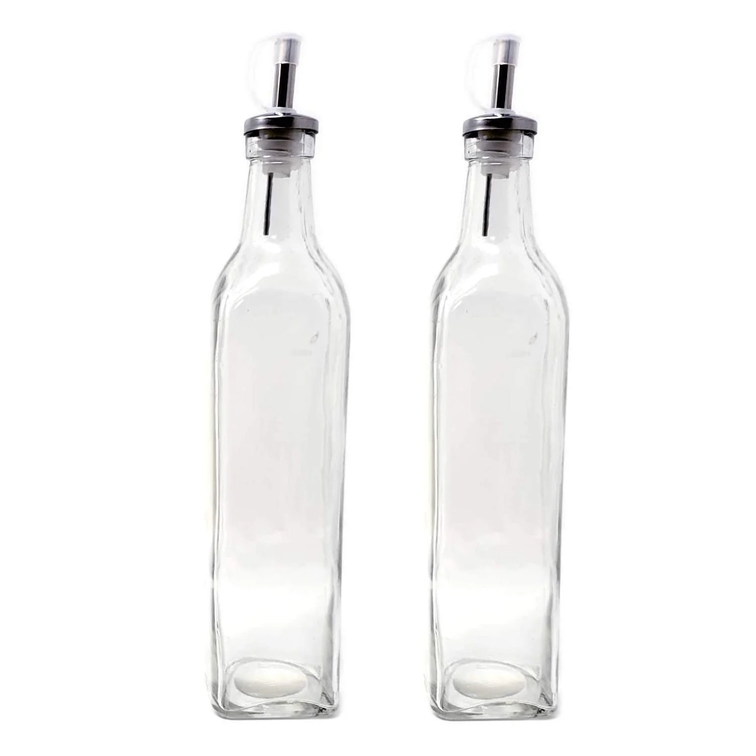 Clear Glass Dispenser Stopper Cruet Bottles 500 ML 16 Oz Oil Vinegar Dressing with Cap Top 2