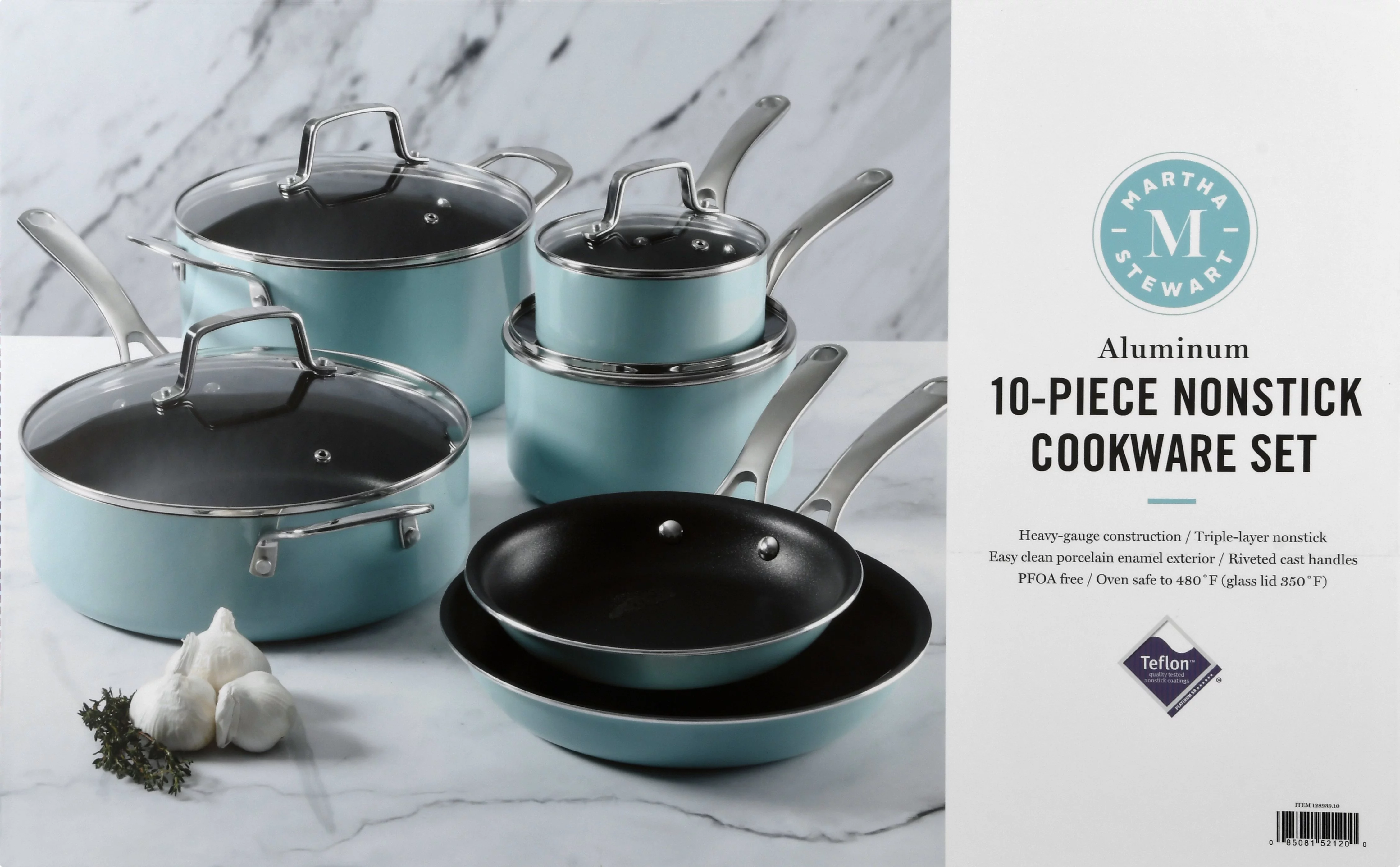 Martha Stewart Aluminum Cookware Set, Mint
