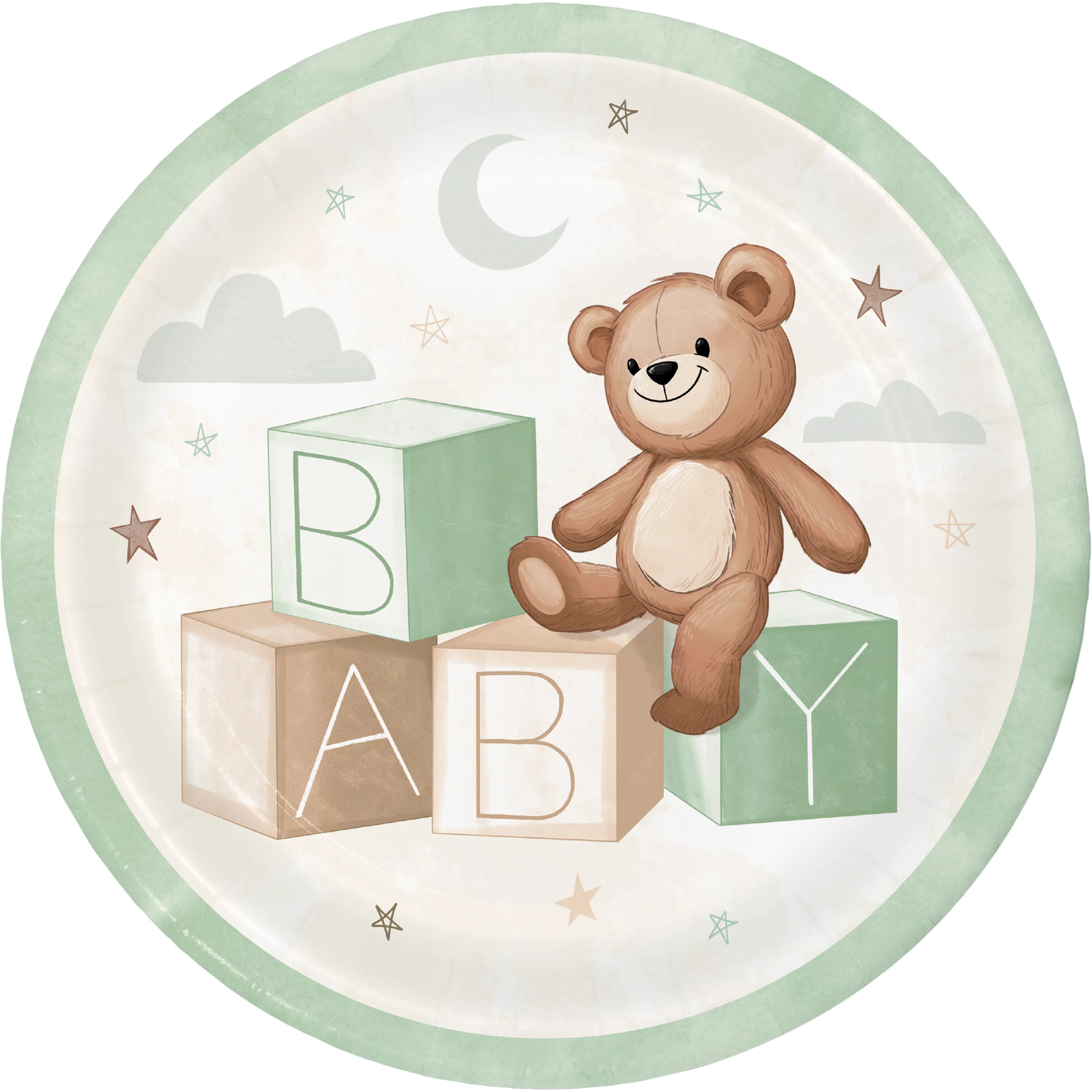 Teddy Bear Baby Shower Plates and Napkins, Serves 16