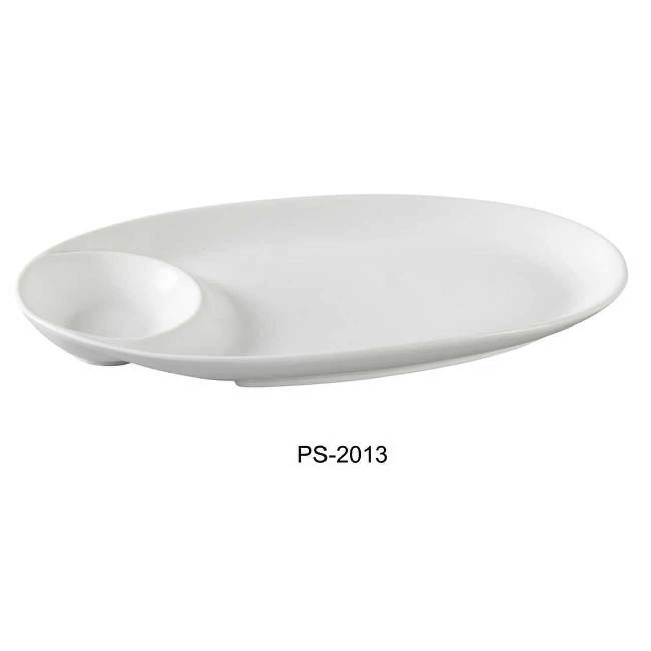 7 x 13.5 in. Porcelain Oval Compartment Plate, Bone White - Pack of 12
