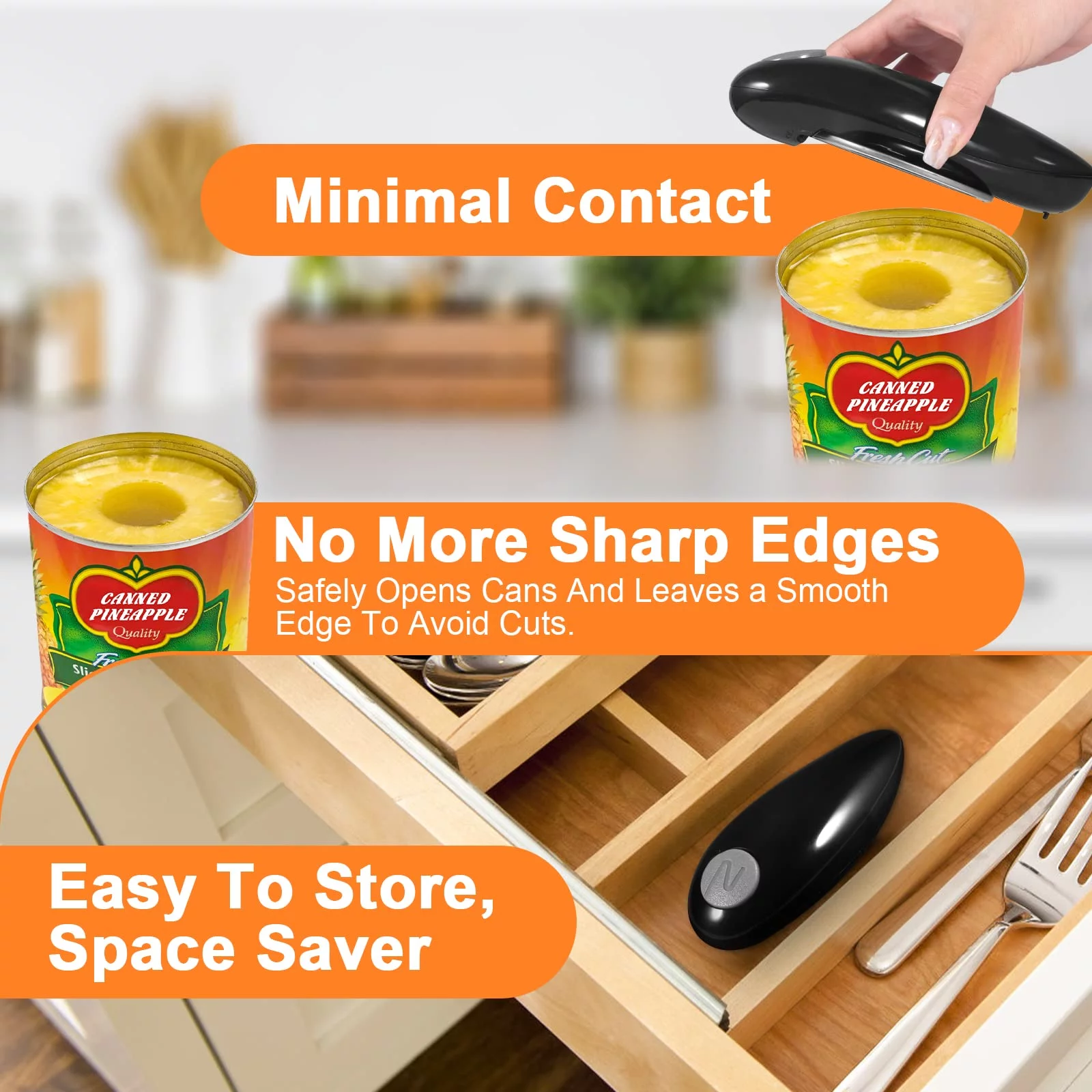 Electric Can Opener, Can Opener Smooth Edge,Stainless Steel a Simple Push Automatic Electric Can,Best Kitchen Gadget for Arthritis