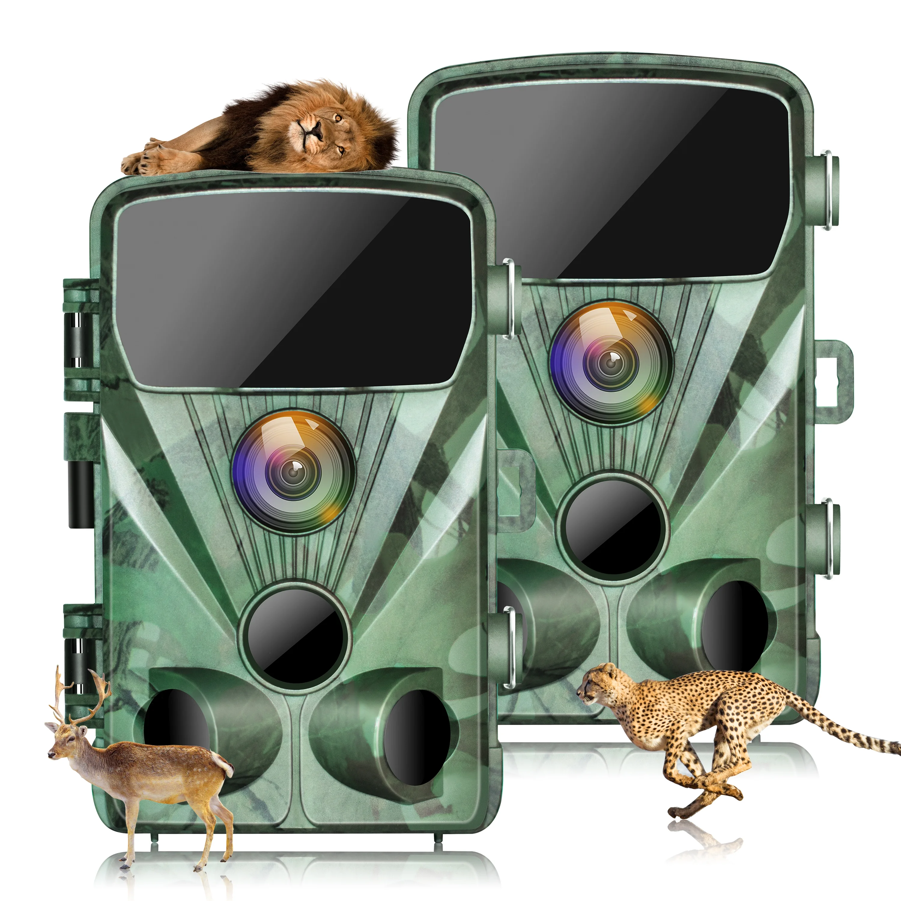 CAMPARK 2 PACK Trail Camera 4K 20MP Hunting Game Camera with infrared Night Vision 44pcs 940nmn 120°Wide-Angle Waterproof 2.4