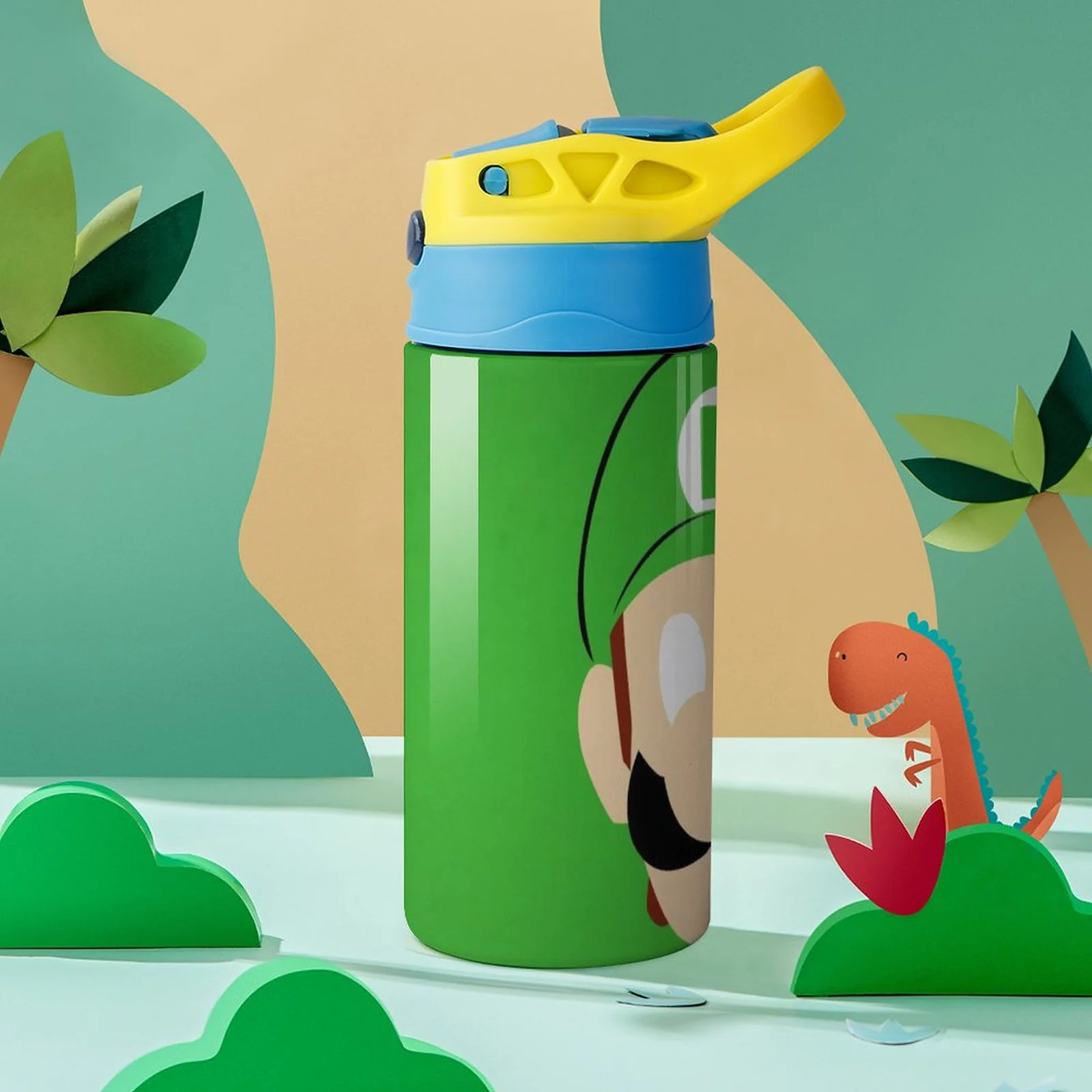 Luigi's Mansion Cartoon Kid's Insulated Water Bottle With Straw Vacuum Stainless Steel Cup Leak-Proof Children Toddler Thermoses