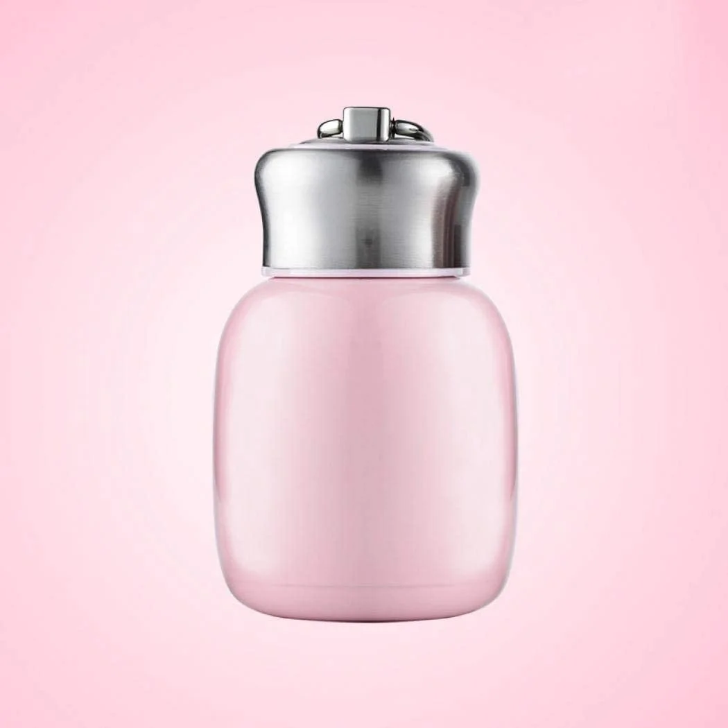 Mini 7 oz Stainless Steel Water Bottle, Small Vacuum Insulated Water Bottle Leak Proof Sport Tumbler Cup Hot and Cold Water Bottle for Women Girls Kids Gift Milk Tea Lunch (Peach pink)