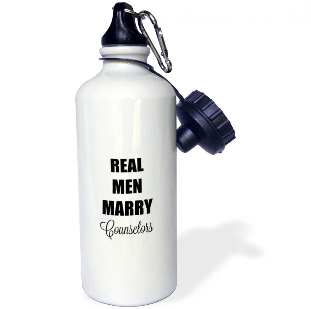 3dRose Image of Real Men Marry Counselors Quote - Water Bottle, 21-ounce