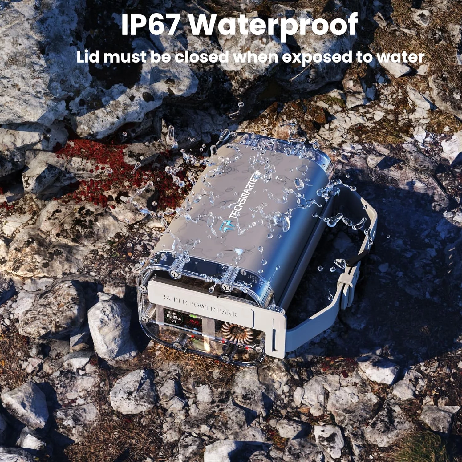 TECHSMARTER 40000mAh 100W Rugged & Waterproof Laptop Power Bank with Samsung Super Fast Charging, Portable Charger for iPhone, MacBook, iPad, Samsung Galaxy, Androids