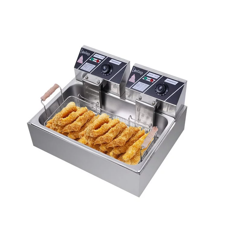 Commercial 22L 5000W Professional Electric Countertop Deep Fryer Large Single Tank Stainless Steel for Restaurant,110V 23.26Qt/22L,Electric Fryer,99495447