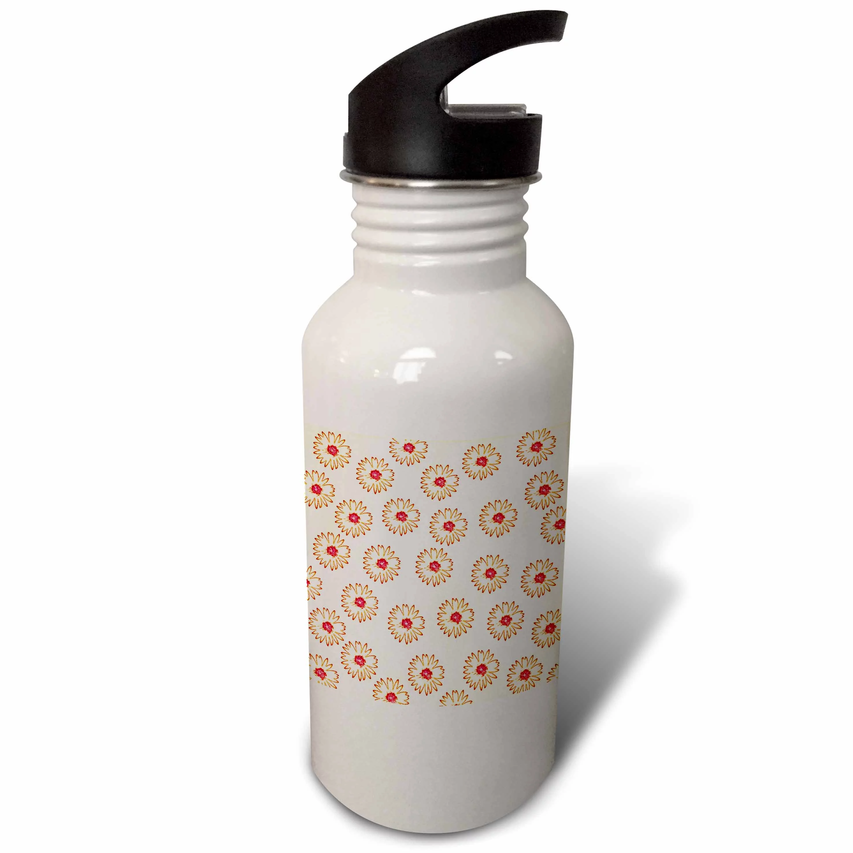 Orange Cutout Flowers - Floral Print - Art 21 oz Sports Water Bottle wb-53592-1