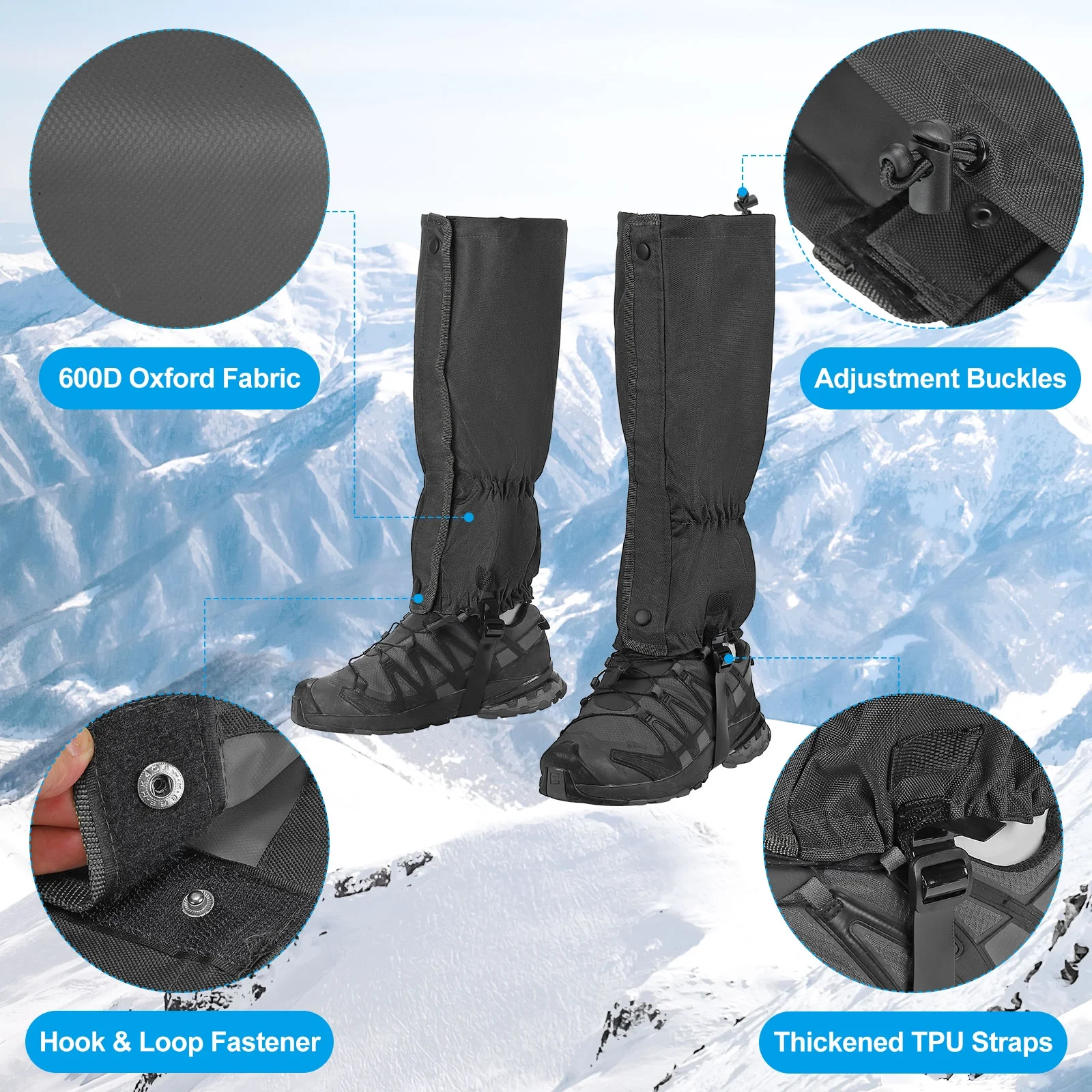 Uxcell Leg Gaiters Waterproof Shoe Covers Hiking Boot Gaiters Black M