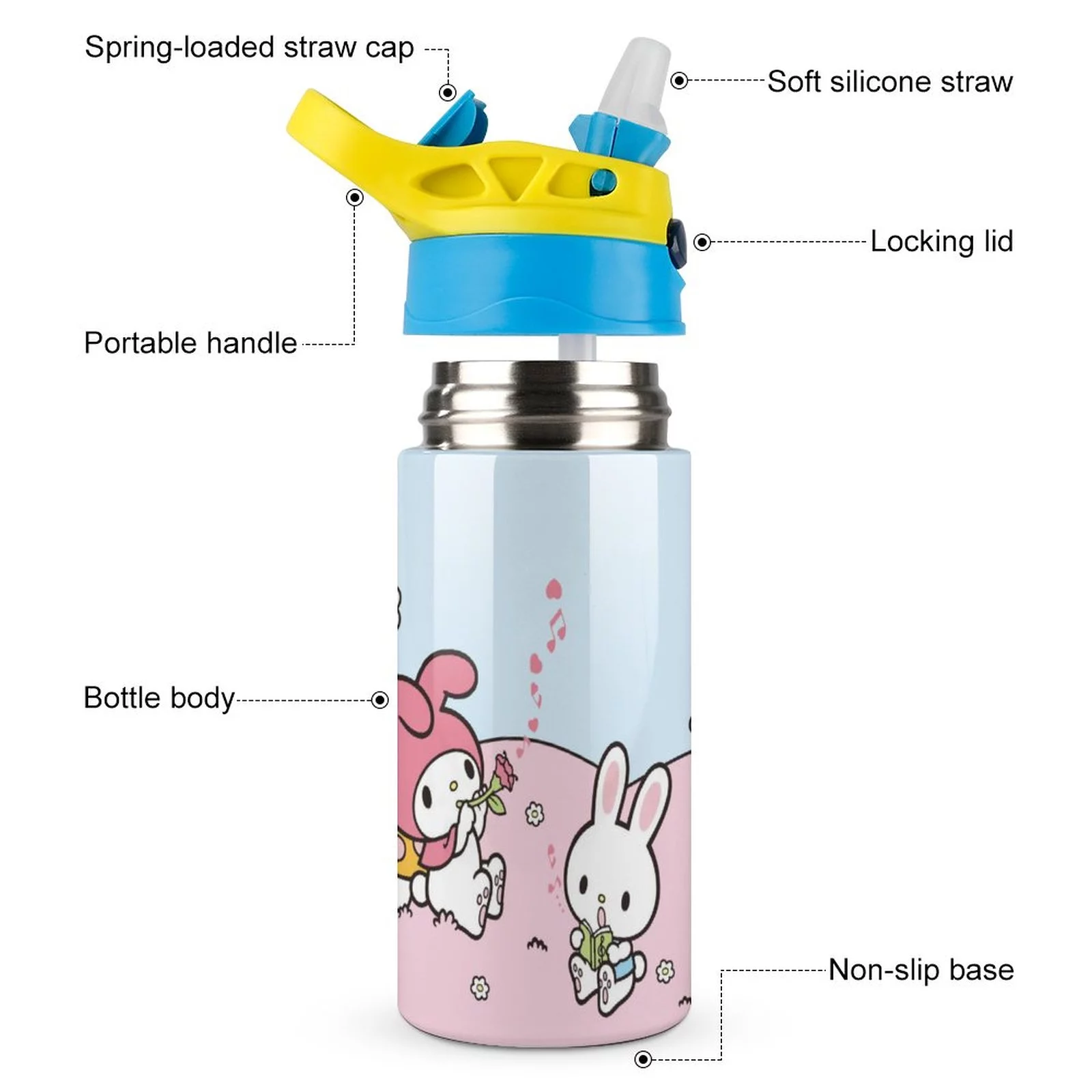 My Melody Brother Children's Water Bottle Vacuum Insulated Stainless Steel Cup With Straw Toddler Thermoses