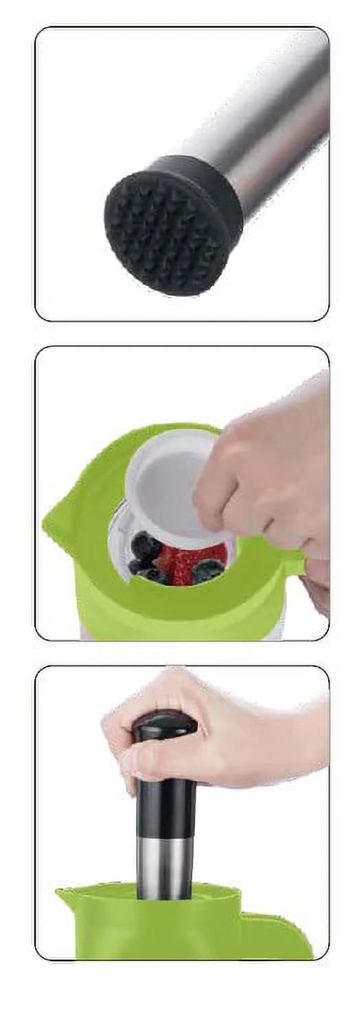 Pakhofh Fruit Infusion Muddler and Pitcher Set (Black & Green w/Black Plunger)