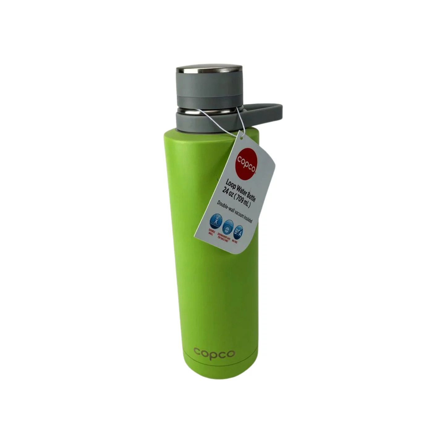 Copco 24oz Loop Water Bottle Leak Proof Stainless Steel Gym & Sport Bottle, Metal Canteen with Handle, Green