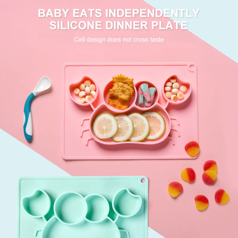 LNKOO Silicone Suction Toddler Plates Divided Complementary Food Placemat Suction Cup for Baby Children, Children DIY Plates,Divided Toddler Plates-First Foods + Self-Feeding