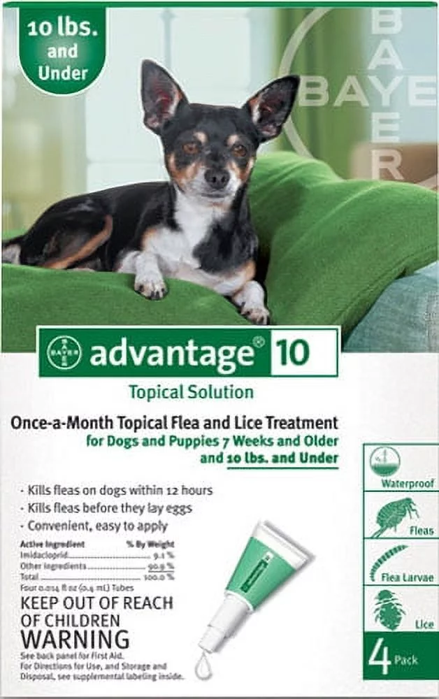Advantage II Flea And Lice Topical Treatment For Dogs 10 lbs and Under, 4ct