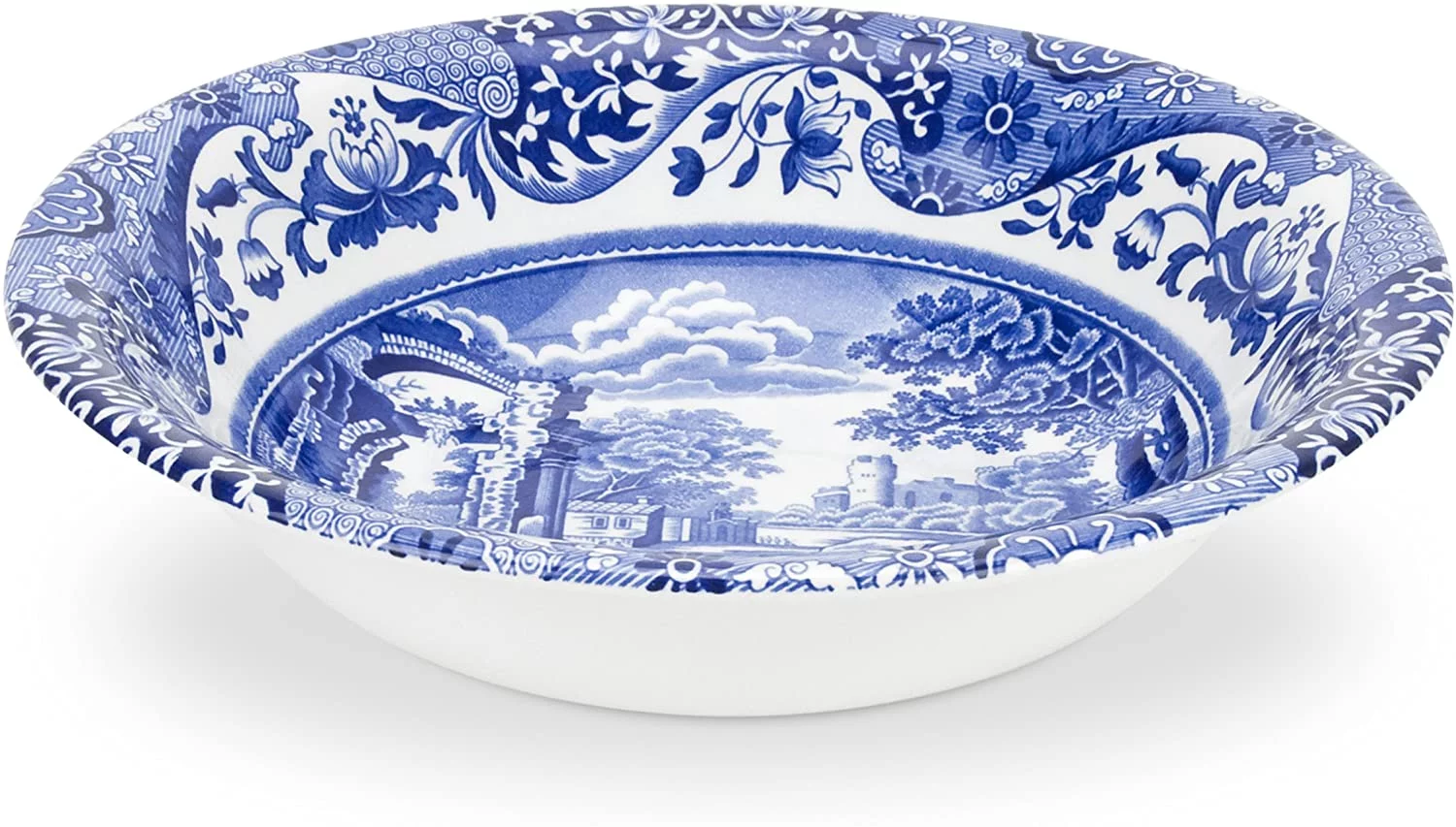 Spode Blue Italian Ascot 8-Inches Cereal Bowl, Set of 4, Breakfast Bowl, Earthenware, Dishwasher Safe