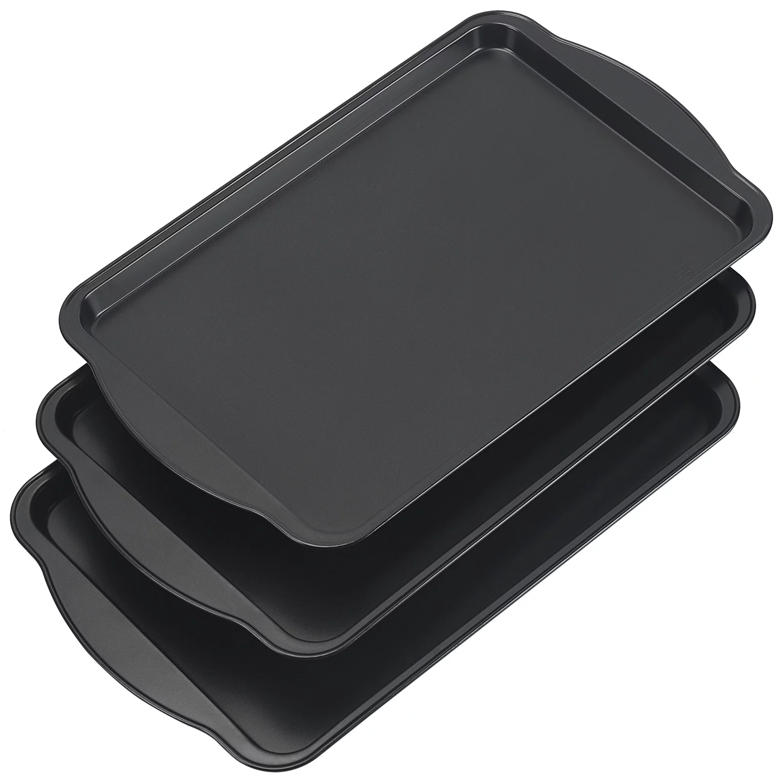 18-Inch Nonstick Baking Sheets & Cookie Trays for Oven, 3-Pack PFOA Free Baking Pans Set, Black