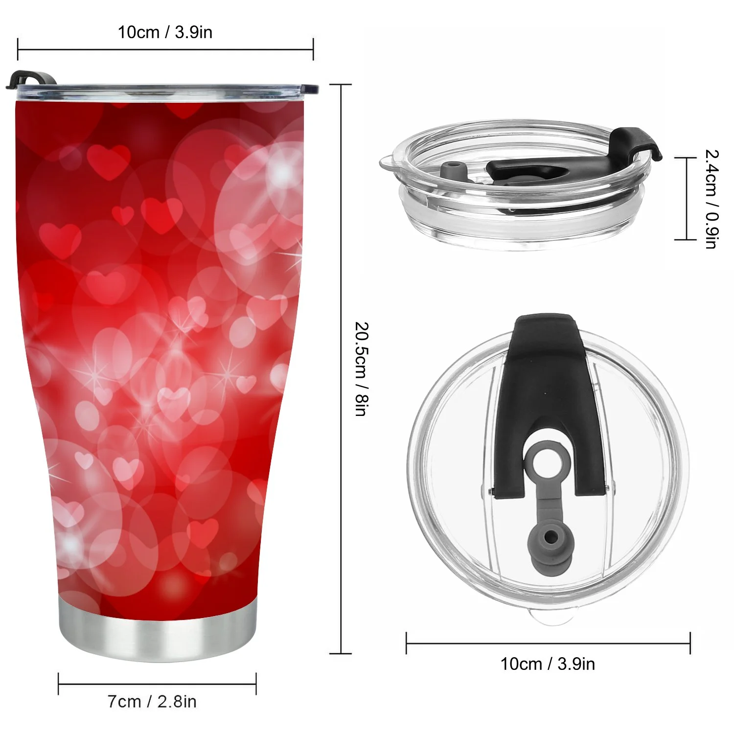 Hidove Stainless Steel Tumbler, Valentine's Heart Optical Background 30oz Leak Proof & Stainless Steel Bottle for Hot & Cold Drinks - Coffee Travel Mug, Water Metal Canteen, Thermal Cup