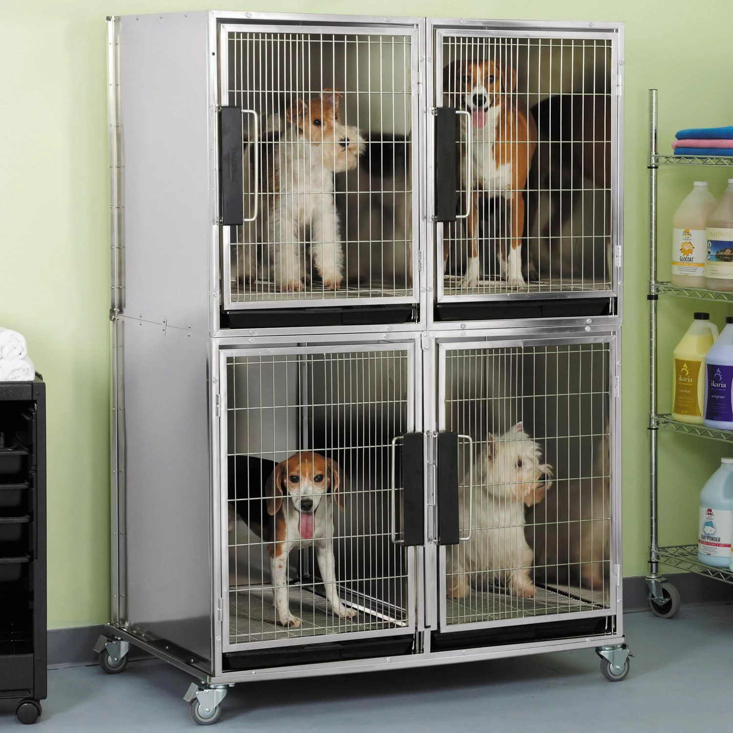 ProSelect Modular Kennel Cage 3 Unit Stainless Steel