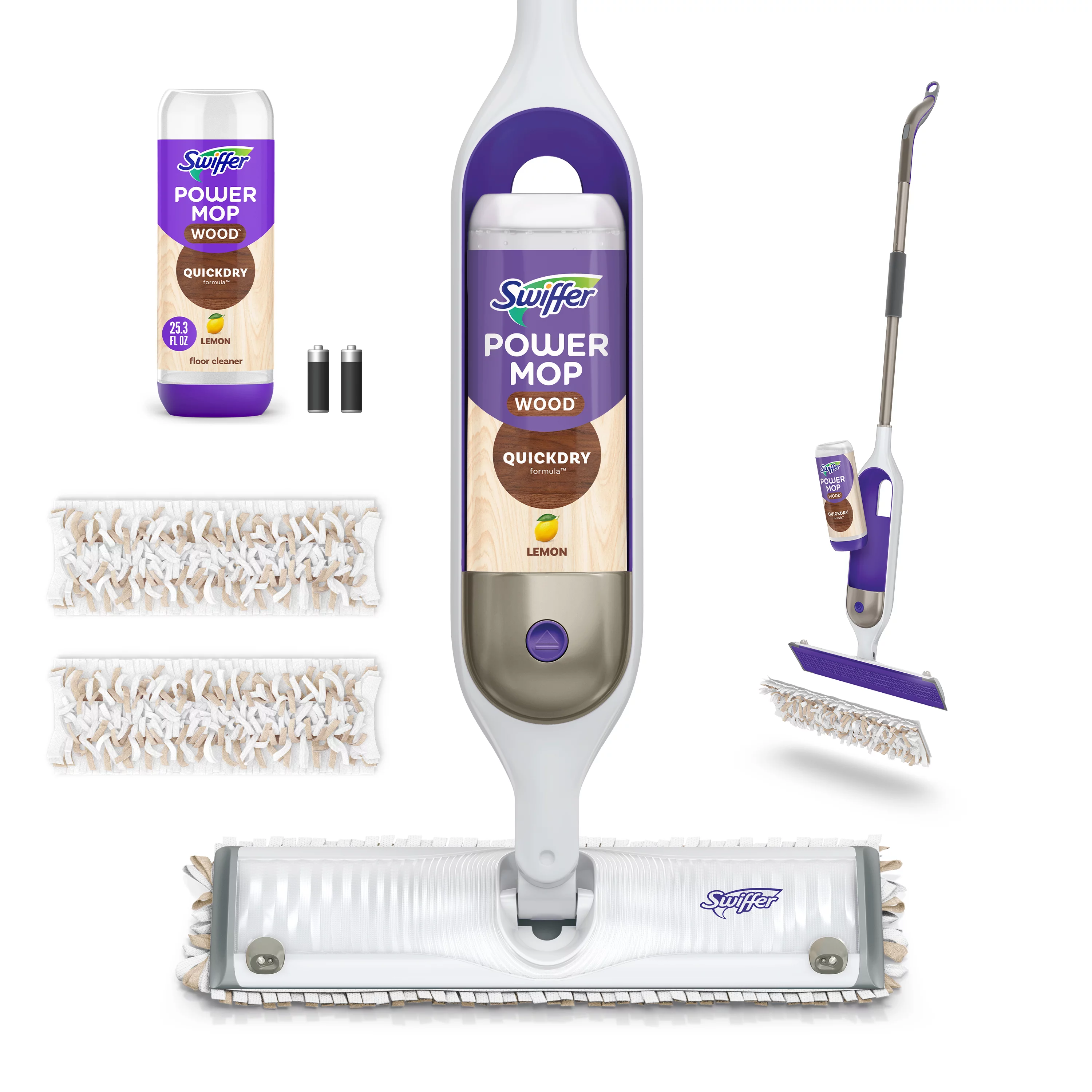 Swiffer PowerMop Wood Mop Kit for Floor Cleaning, Lemon Scent
