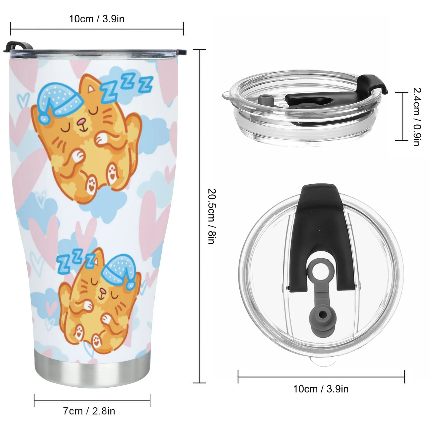 Hidove Stainless Steel Tumbler, Pink Cats 30oz Leak Proof & Stainless Steel Bottle for Hot & Cold Drinks - Coffee Travel Mug, Water Metal Canteen, Thermal Cup