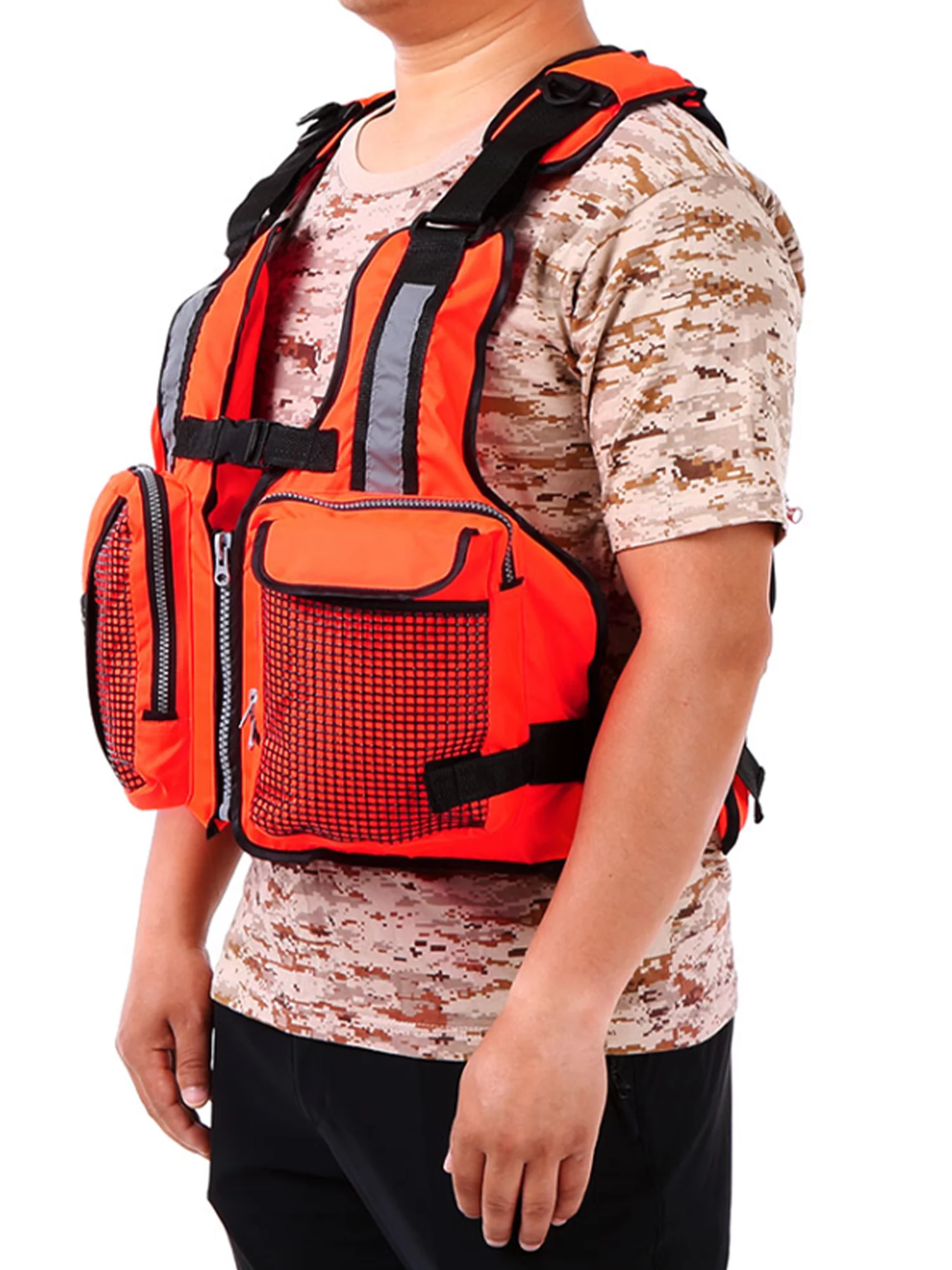 CenturyX  Adult Rescue Jacket Adjustable Waterproof Life Vest for Sailing Fishing Boating Watersport Orange Orange 49cm*58cm