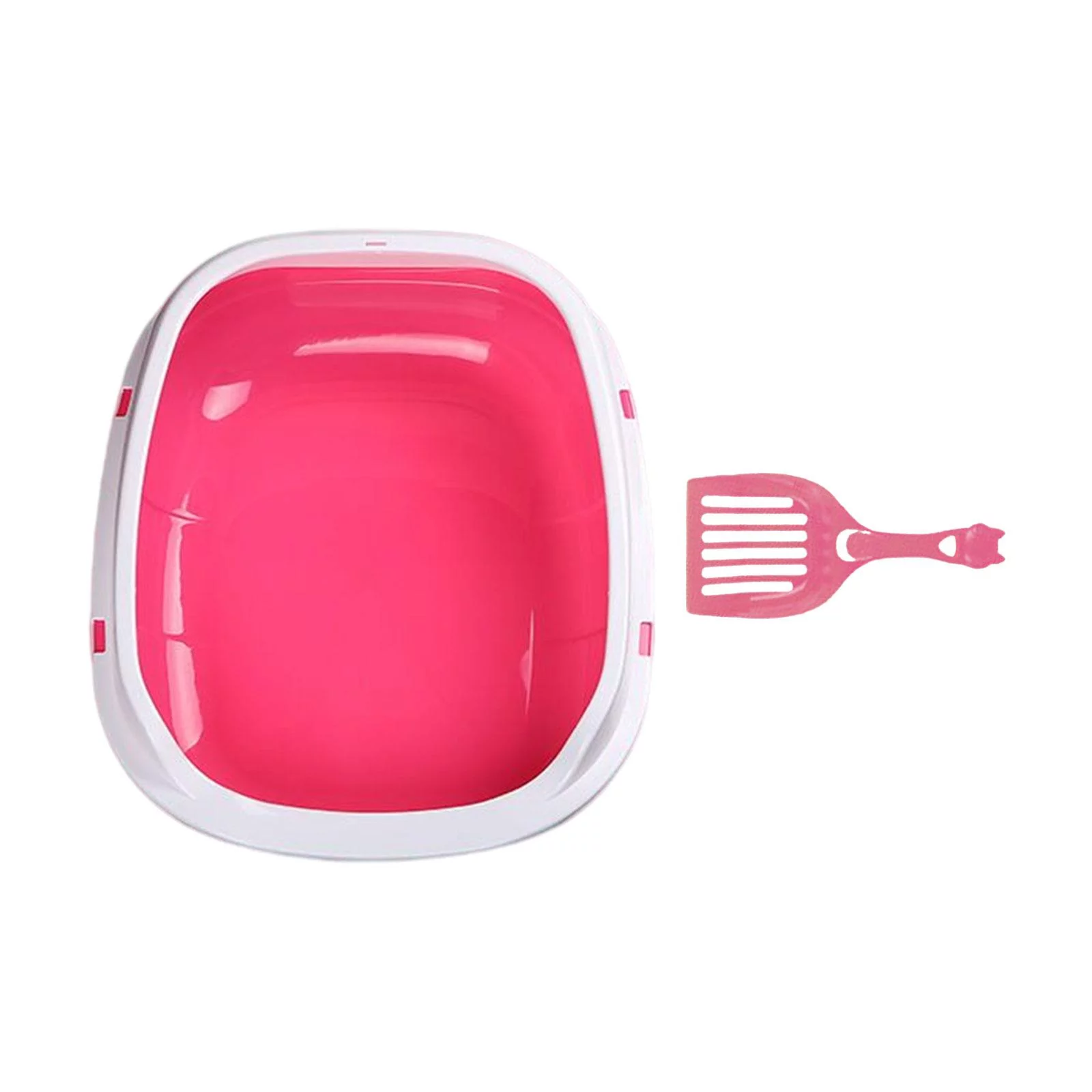 Semi Enclosed Cat Toilet Portable Container Sand Box Open Top Pet Kitten Litter Pan for Rabbits Dog Small Large Cats Pink