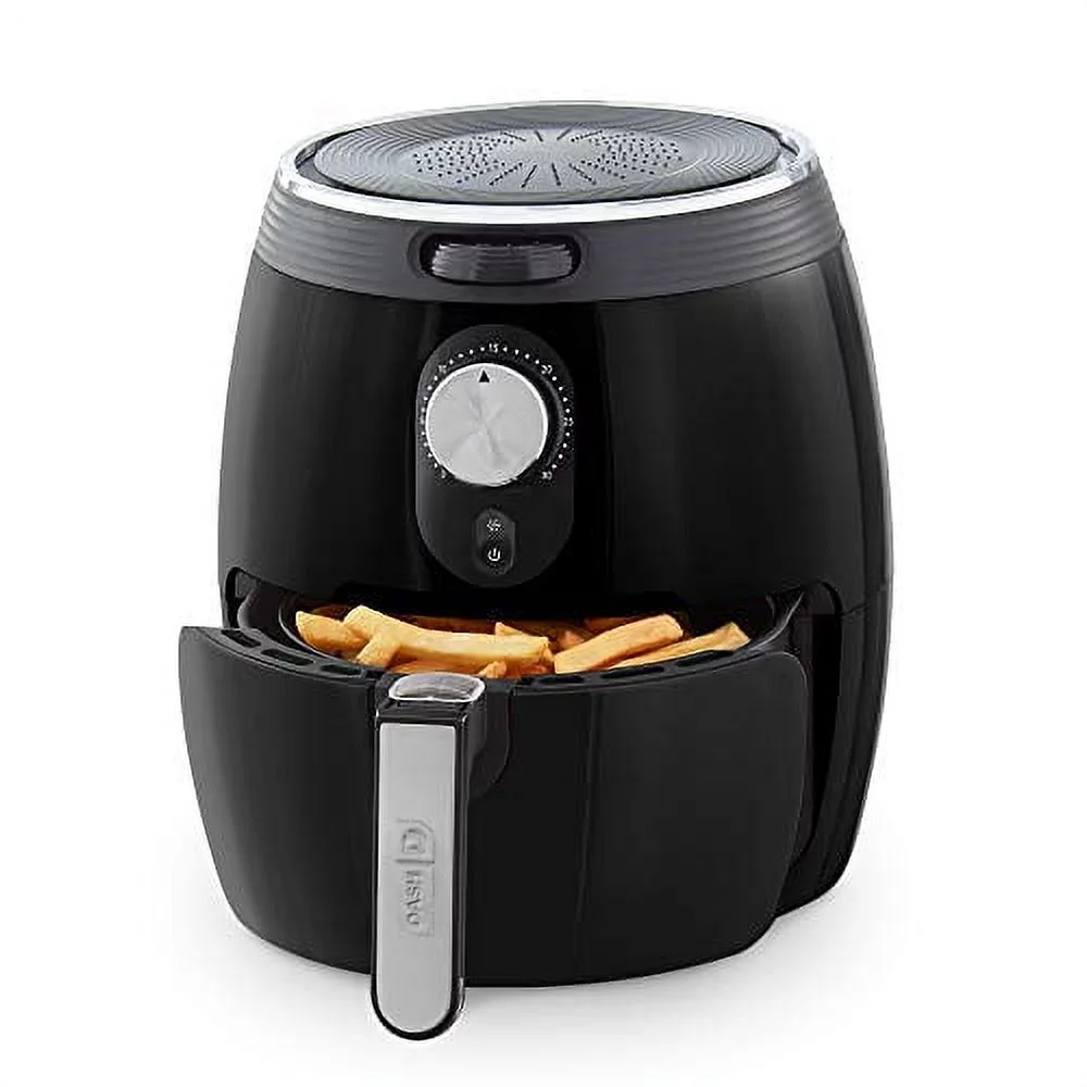 DASH DMAF355GBBK02 Deluxe Electric Air Fryer + Oven Cooker with Temperature Control, Non Stick Fry Basket, Recipe Guide + Auto Shut off Feature, 3qt, Black
