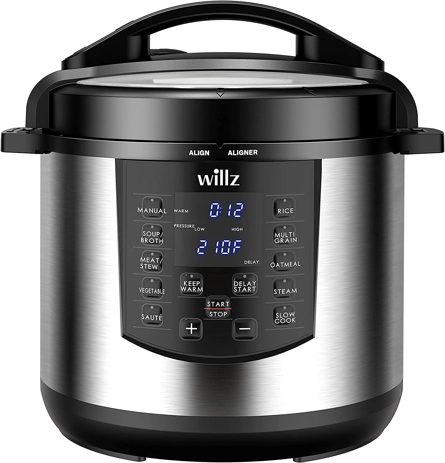 Willz 6-in-1 Multi-Use Programmable Pressure Cooker, Slow Cooker, Rice Cooker, Steamer, Saut, & Food Warmer, 6 Qt, Stainless Steel
