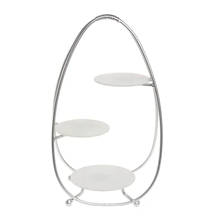 American Metalcraft SRS3 Oval 3-Tier Buffet Stand, Silver