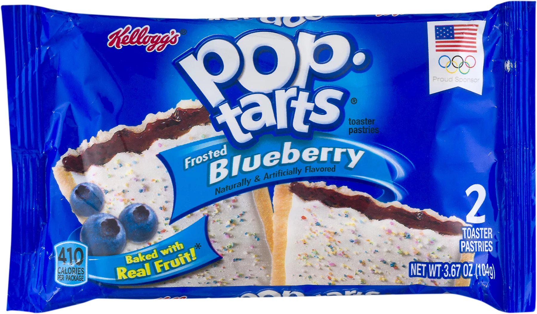 Pop-Tarts Frosted Blueberry Toaster Pastries, 2 count, 3.3 oz
