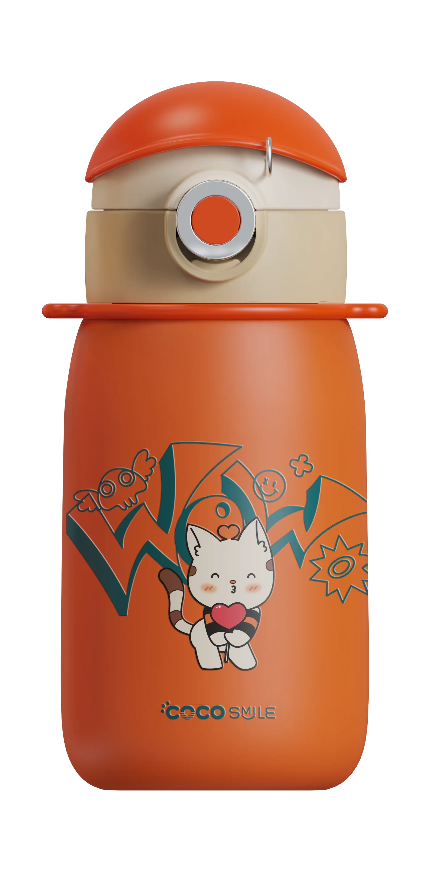 Coco Cap WOW Straw Thermos Cup (Orange)