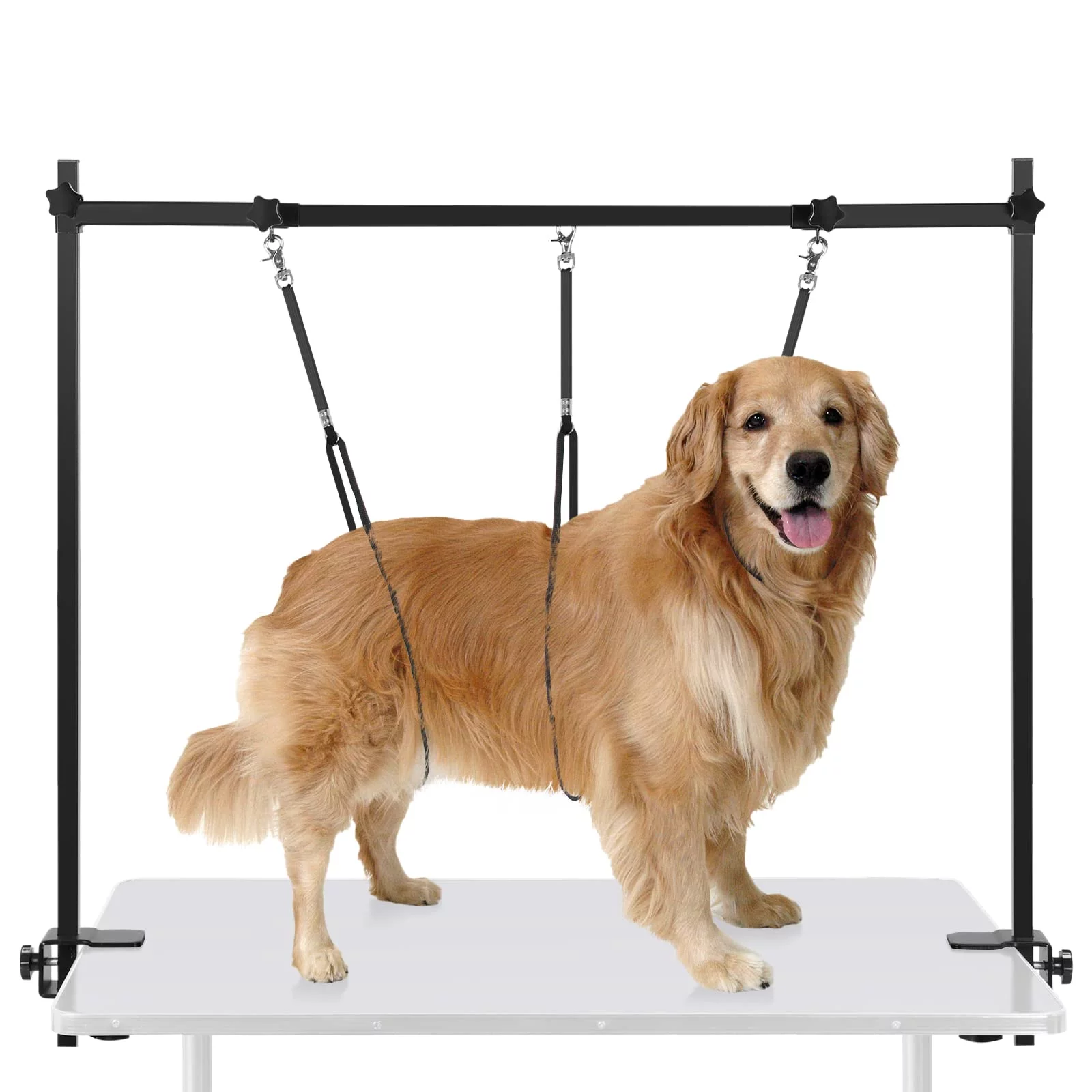 SMONTER Dog Grooming Arm with Clamp, H-Shape Adjustable Dog Grooming Table Arm with Loop Noose, Height and Width Adjustable Pet Grooming Supplies for Dogs and Cats
