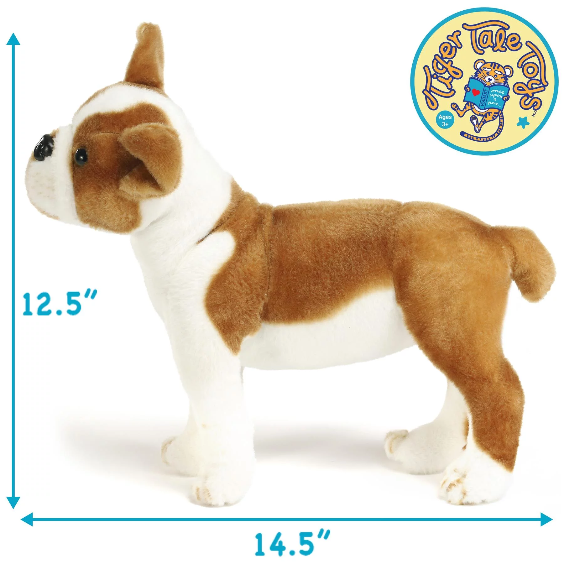 Bobby The Boston Terrier Boxer - 14.5 Inch Large Dog Stuffed Animal Plush - by Tiger Tale Toys