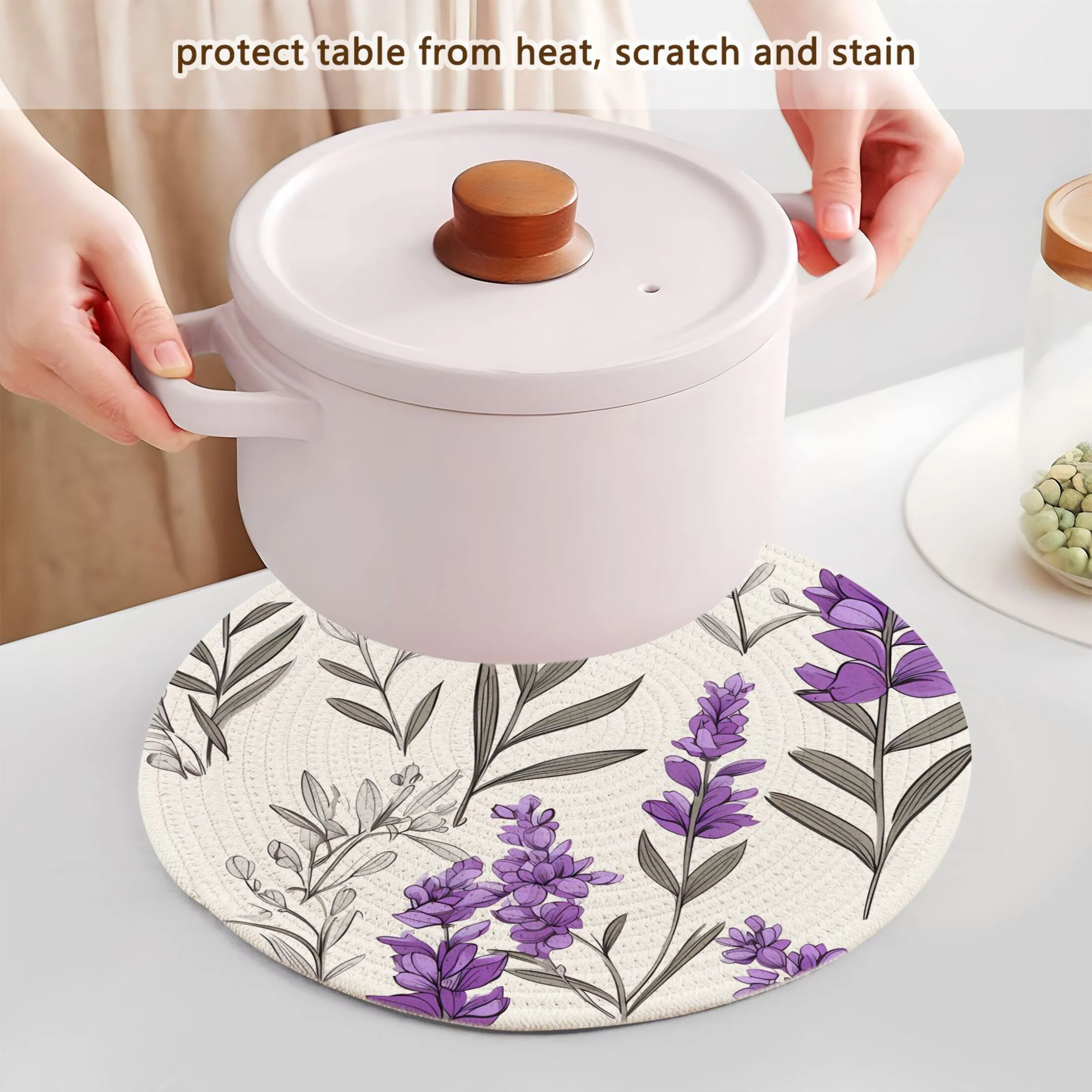 Lavenders Violet 3 PCs Pot Holders Trivets Kitchen 15
