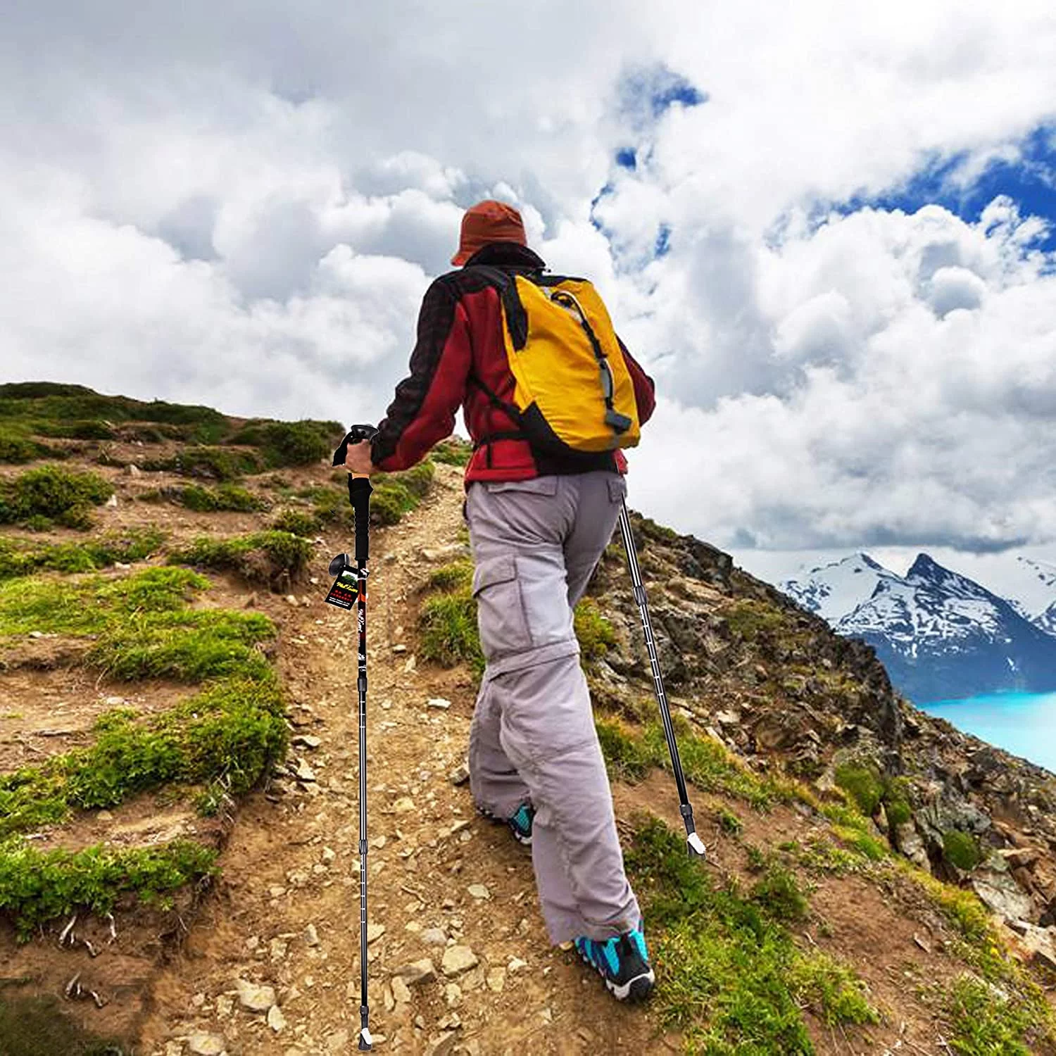 KARMAS PRODUCT 2 Pack Trekking Poles Collapsible Climbing Stick,Black