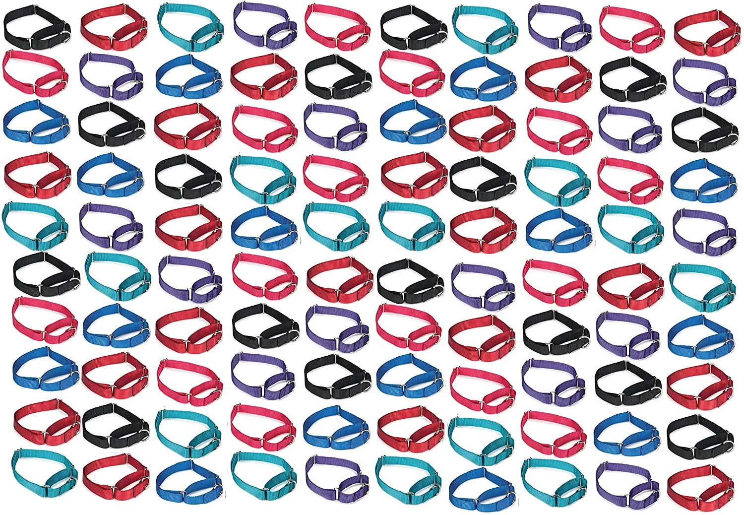 100 Martingale Dog Collar Bulk Pack Shelter Rescue Vet Assorted Colors Pick Size (Large - 18 to 26 inch)