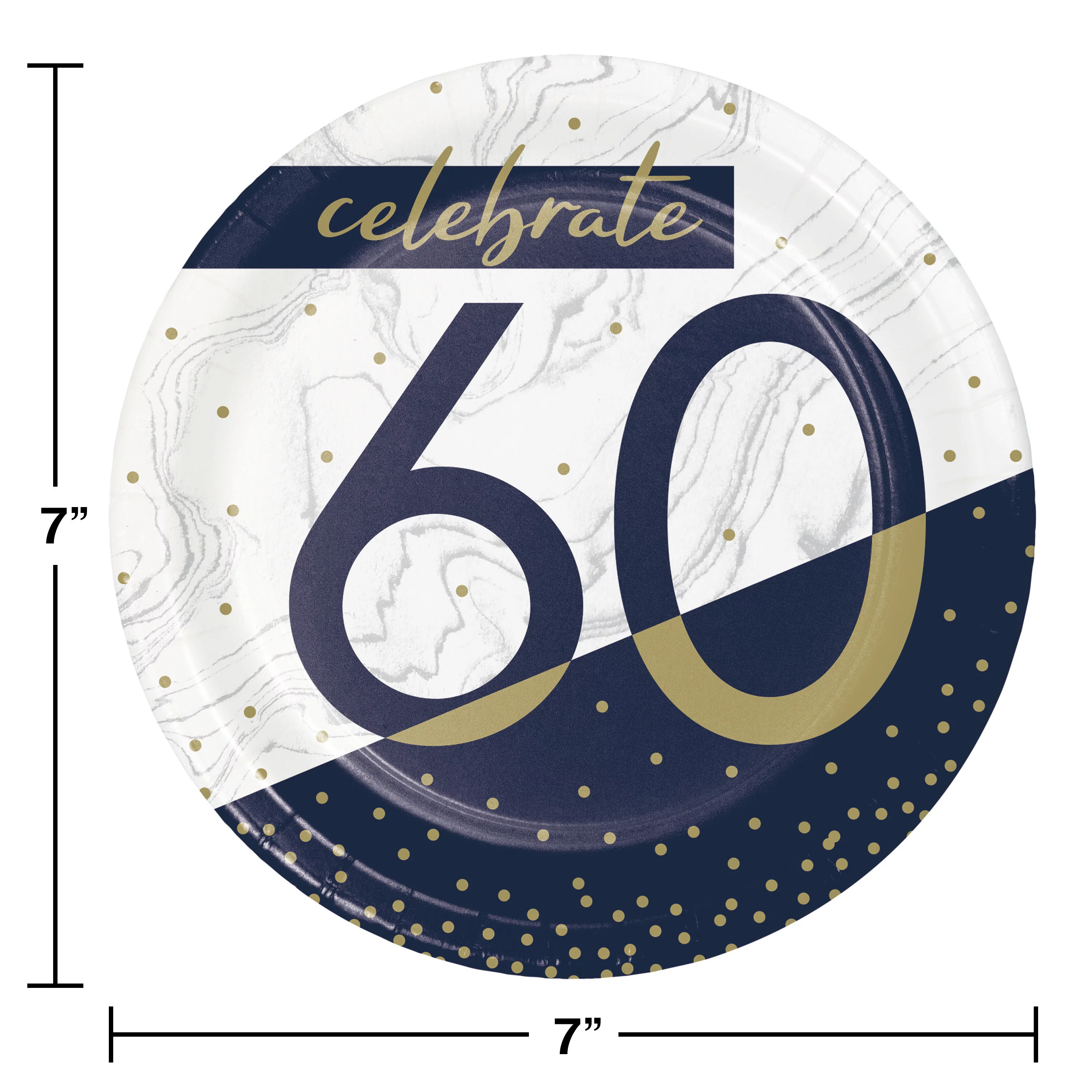 Creative Converting Navy and Gold 60th Birthday Party Supplies Kit, 81 Count