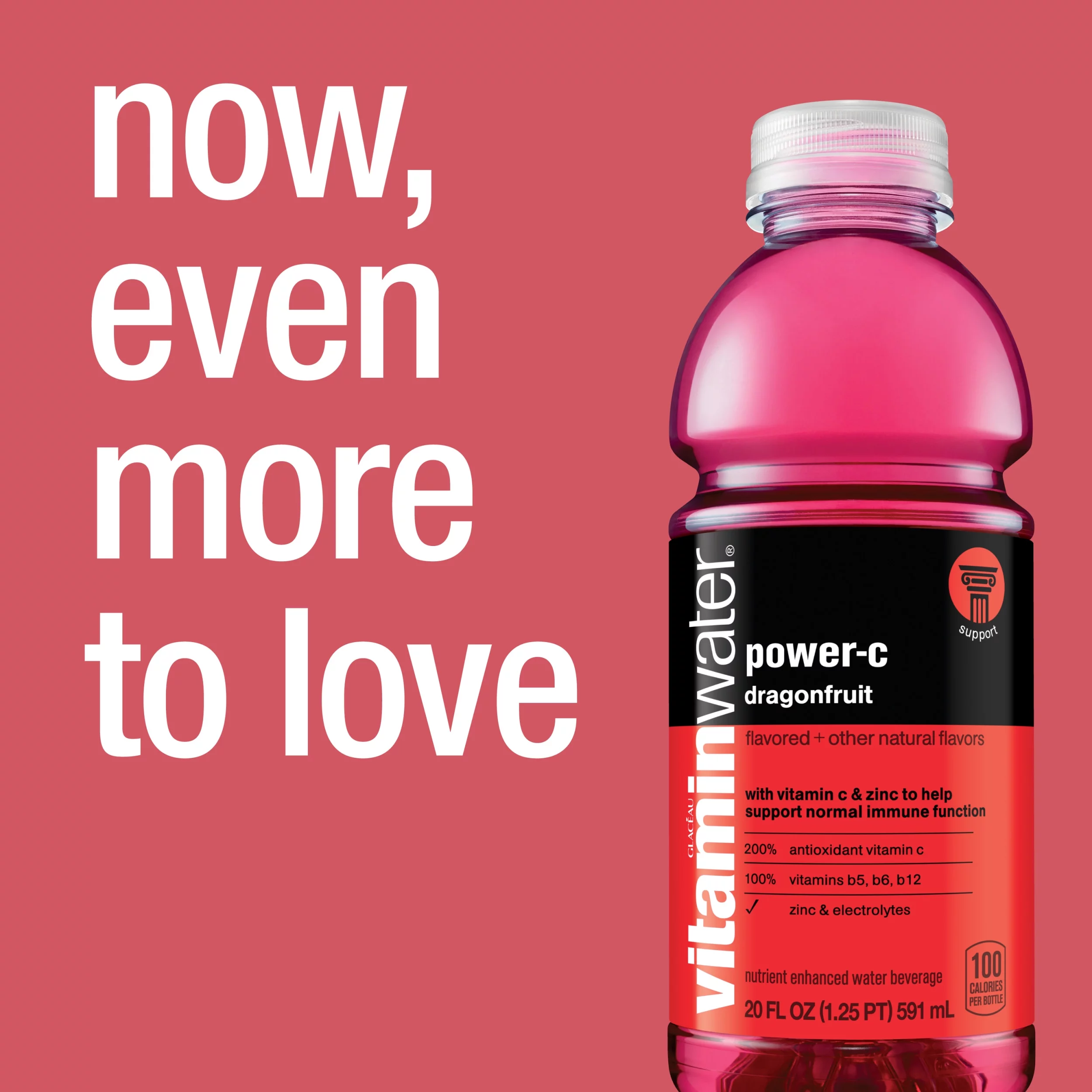 vitaminwater power-c electrolyte enhanced water w/ vitamins, dragonfruit drinks, 20 fl oz, 12 Pack