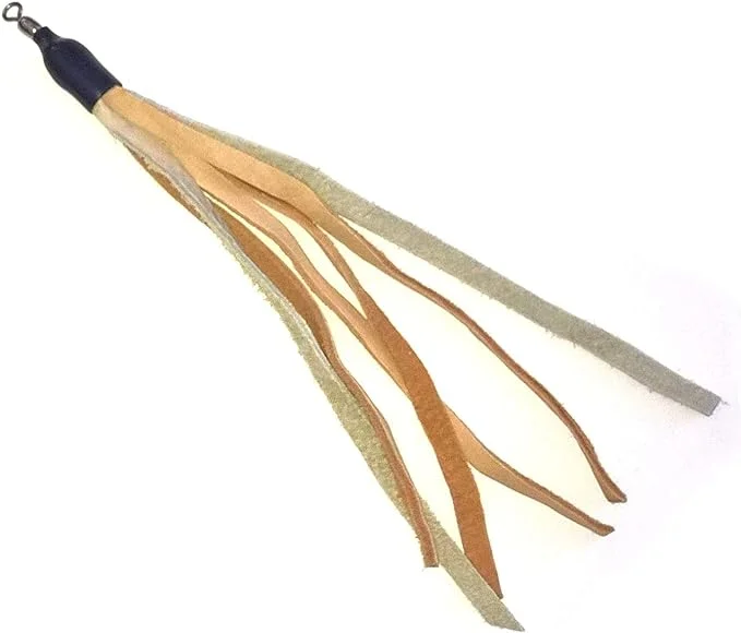 CoolCyberCats Ribbon, Leather and Fur Attachment Cat Toys - Fit Wildcat and Popular Bird and Catcher Type Wands/Poles (Leather Tassels)