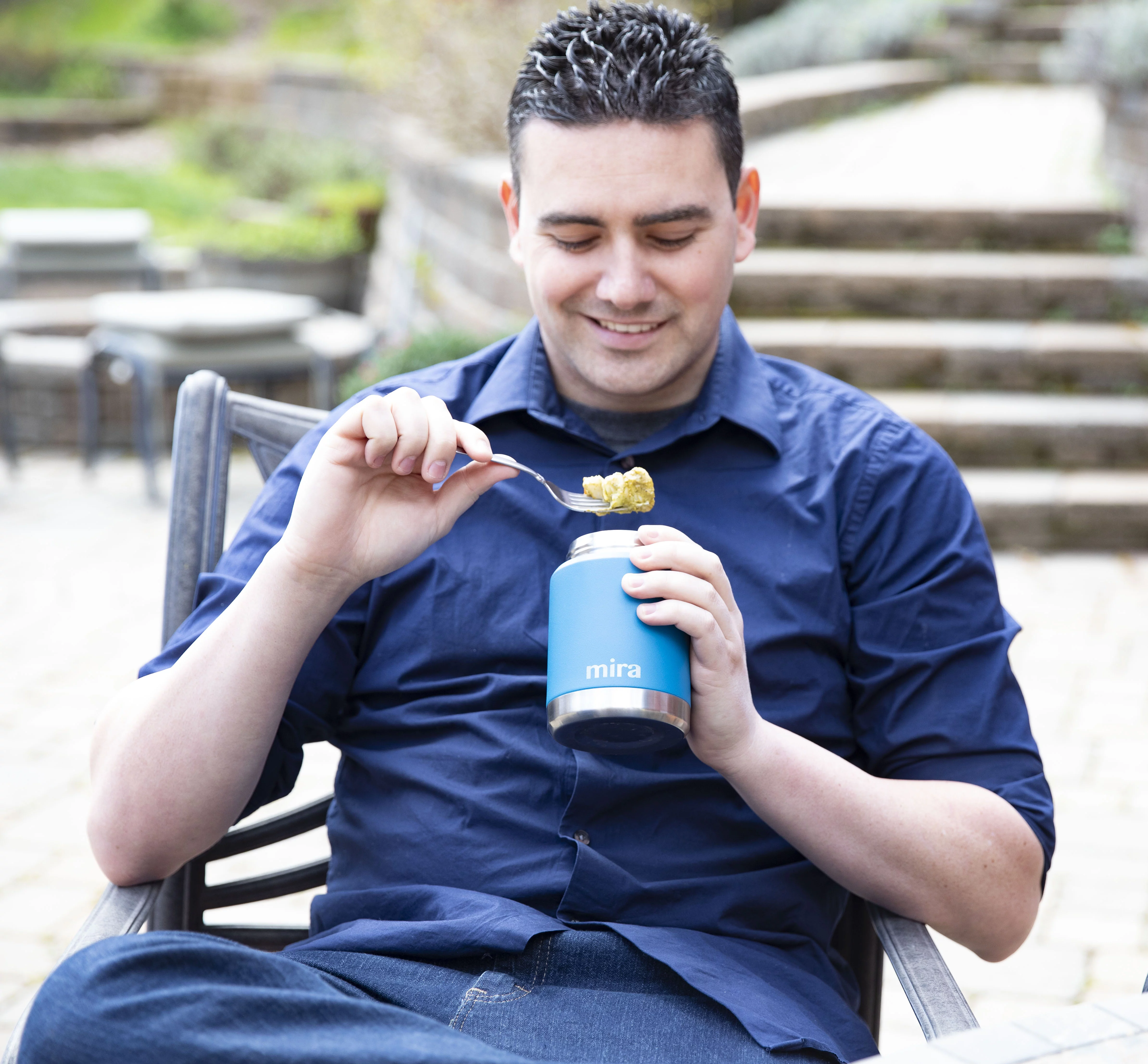 MIRA 15oz Thermos Food Jar with Spoon, Stainless Steel Vacuum Insulated, Rose Pink