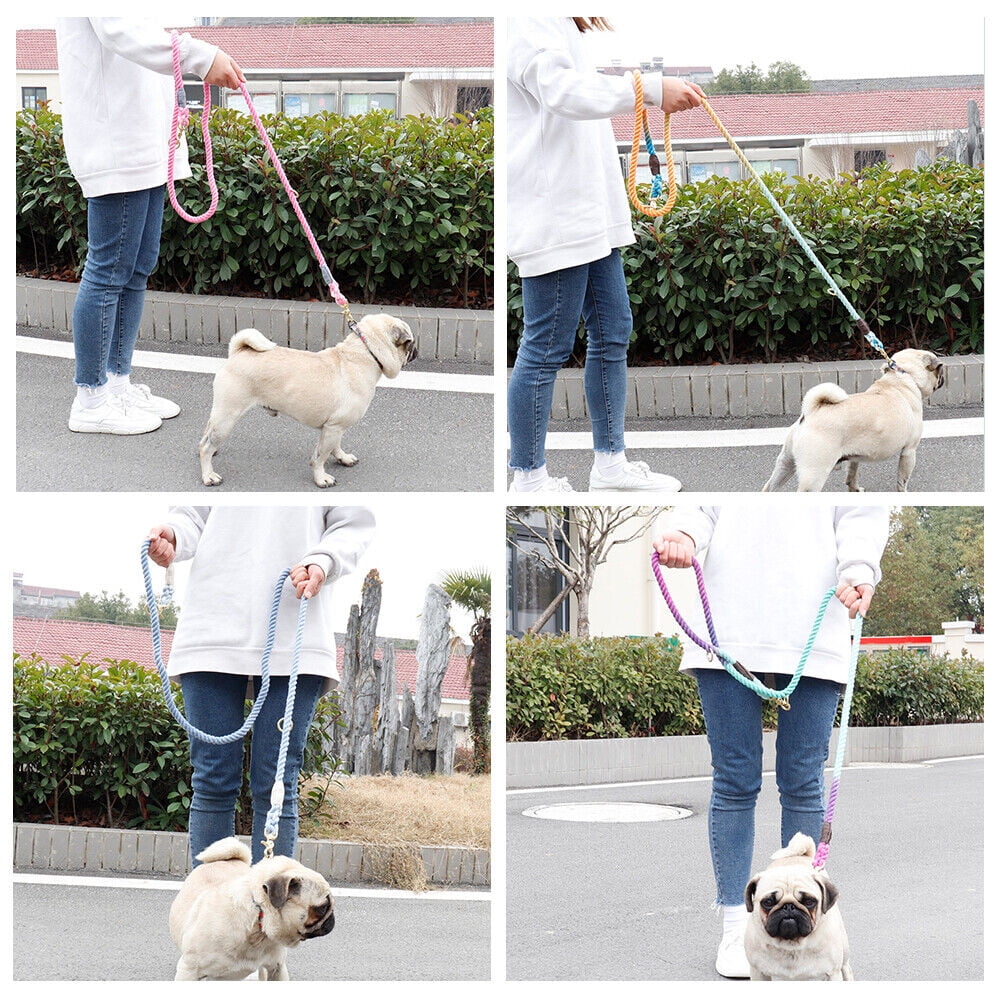 Didog 6ft Long Hands Free Dog Leash Braided Cotton Rope Pet Walking Leashes Training Adjustable Double Ended