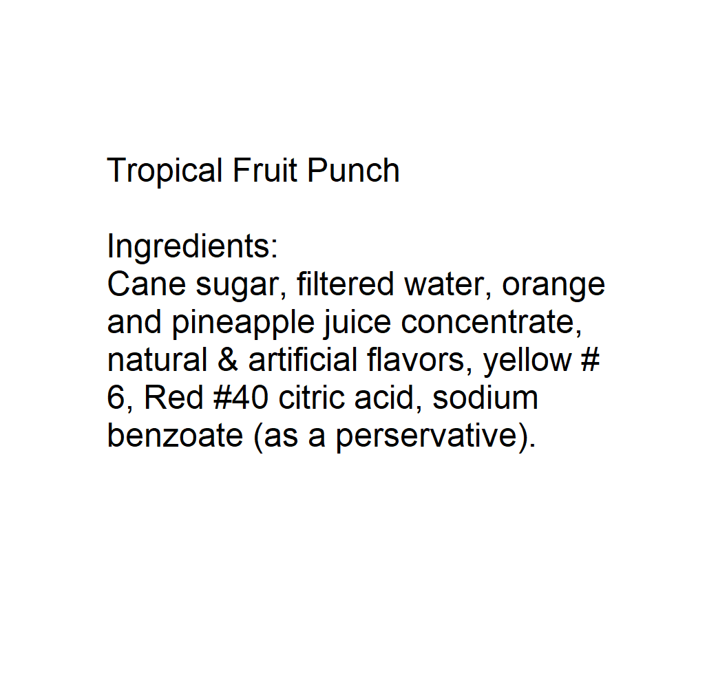Willtec Tropical Fruit Punch 5 Gallon, Bag in a Box. Made with Pure Cane Sugar. Liquid 5 Gallon Concentrate Mix 5 to 1.