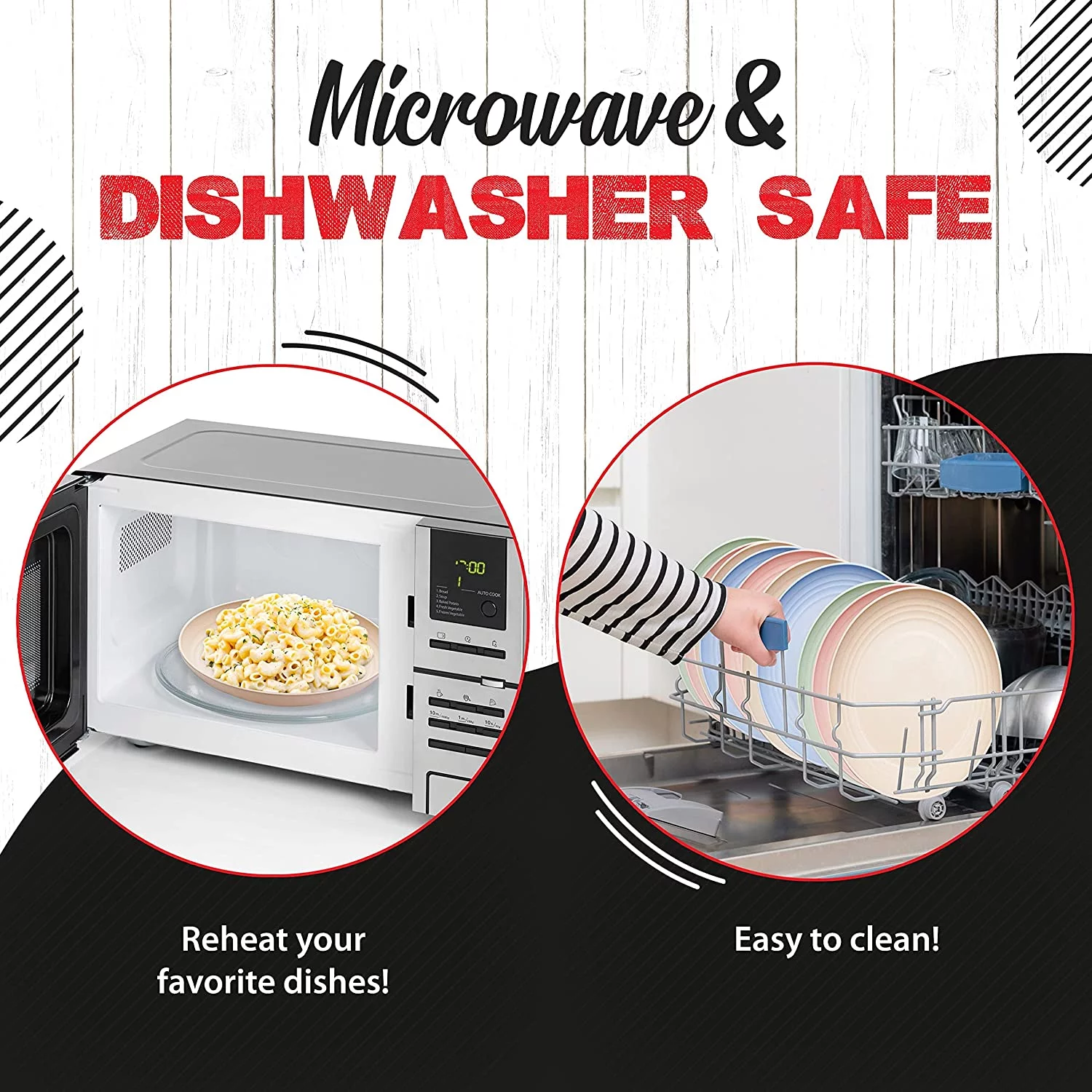 AYAOQIANG Wheat Straw Dinnerware Sets of 6 (42 PCS) Unbreakable Dinner Set Reusable Plates and Bowls Sets Lightweight, Microwave Dishwasher Safe Perfect for Camping, Picnic Campervan