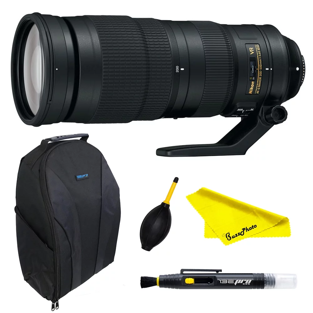Nikon AF-S NIKKOR 200-500mm f/5.6E ED VR Lens - Black +Buzz-Photo Kit