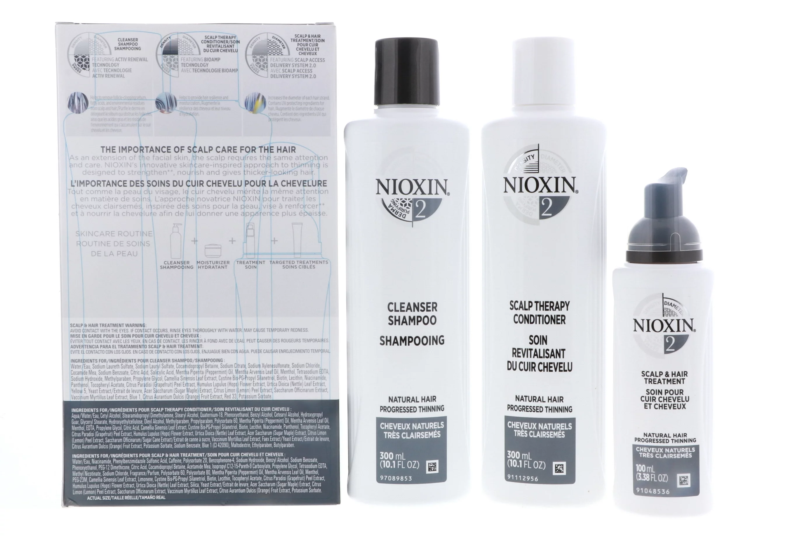 Nioxin System 2 Trio: Cleanser Shampoo 10.1 oz , Scalp Therapy Conditioner 10.1 oz , Scalp & Hair Treatment 3.38 oz