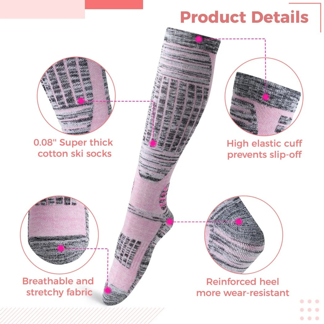 Ski Gloves& Ski Socks Set for Women, Warm Waterproof Anti-Skid Touchscreen Gloves, Thick Thermal Socks for Winter Skiing, Cycling, Hiking