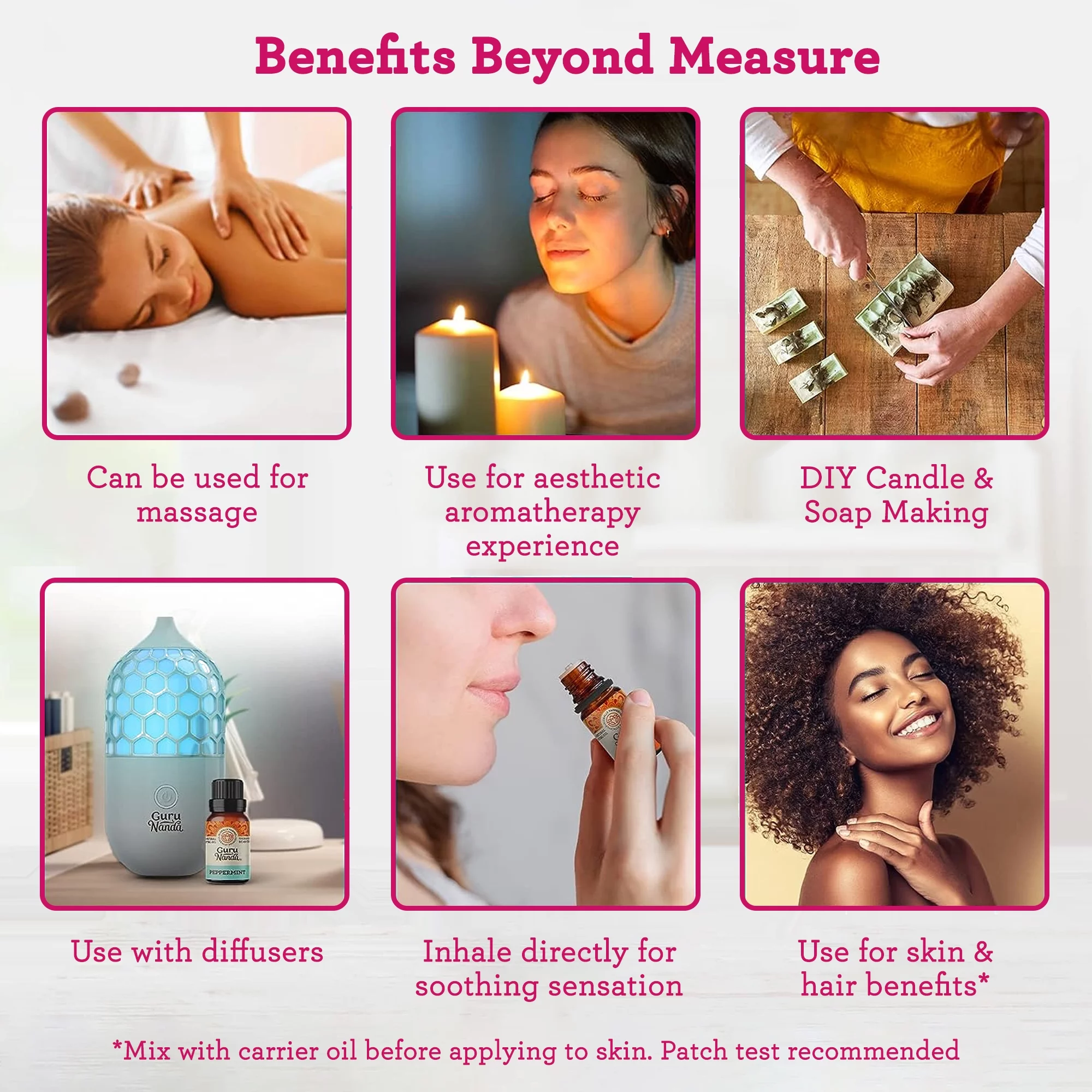 GuruNanda 100% Pure Essential Oils - Aromatherapy Singles - Variety of Scents - Set of 6