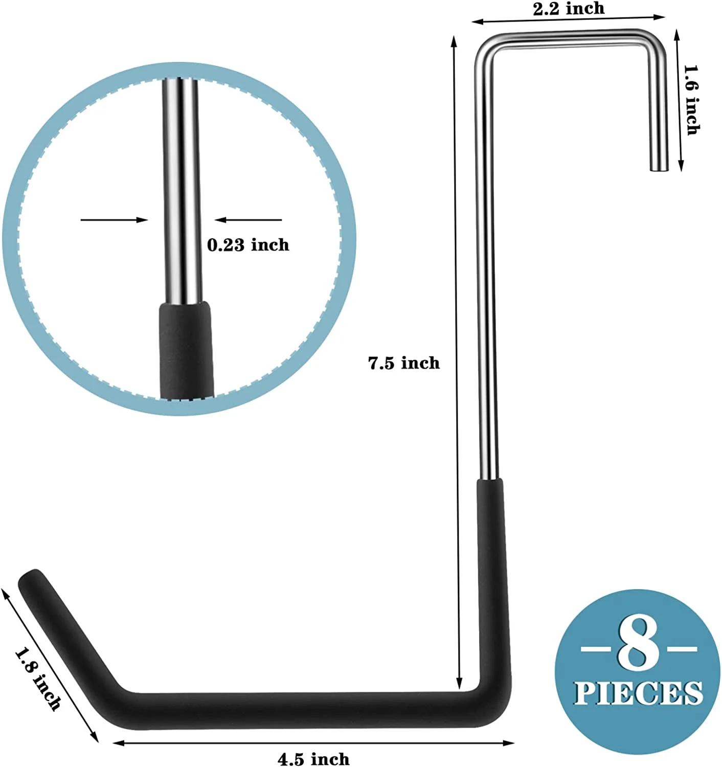 Rafter Hook Heavy Duty Rafter Hooks Vinyl Coated Hanger S Hooks Galvanized Steel for Bike Hangers Ladder Sports Equipment Garage Storage Organizer (black, 8 pieces)